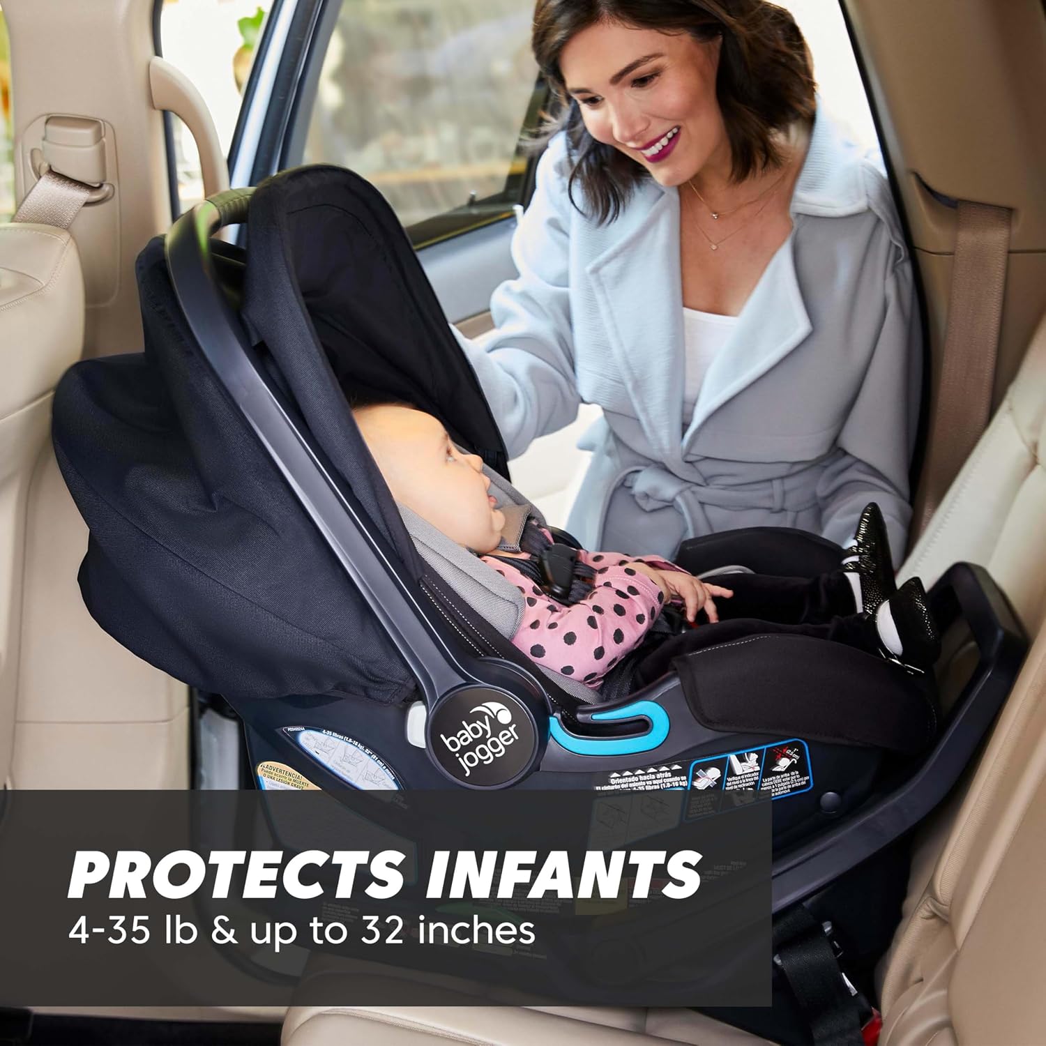 Baby Jogger® City GO 2 Infant Car Seat, Lunar Black – Lightweight Rear-Facing Infant Car Seat, Travel System Compatible, Taxi-Safe