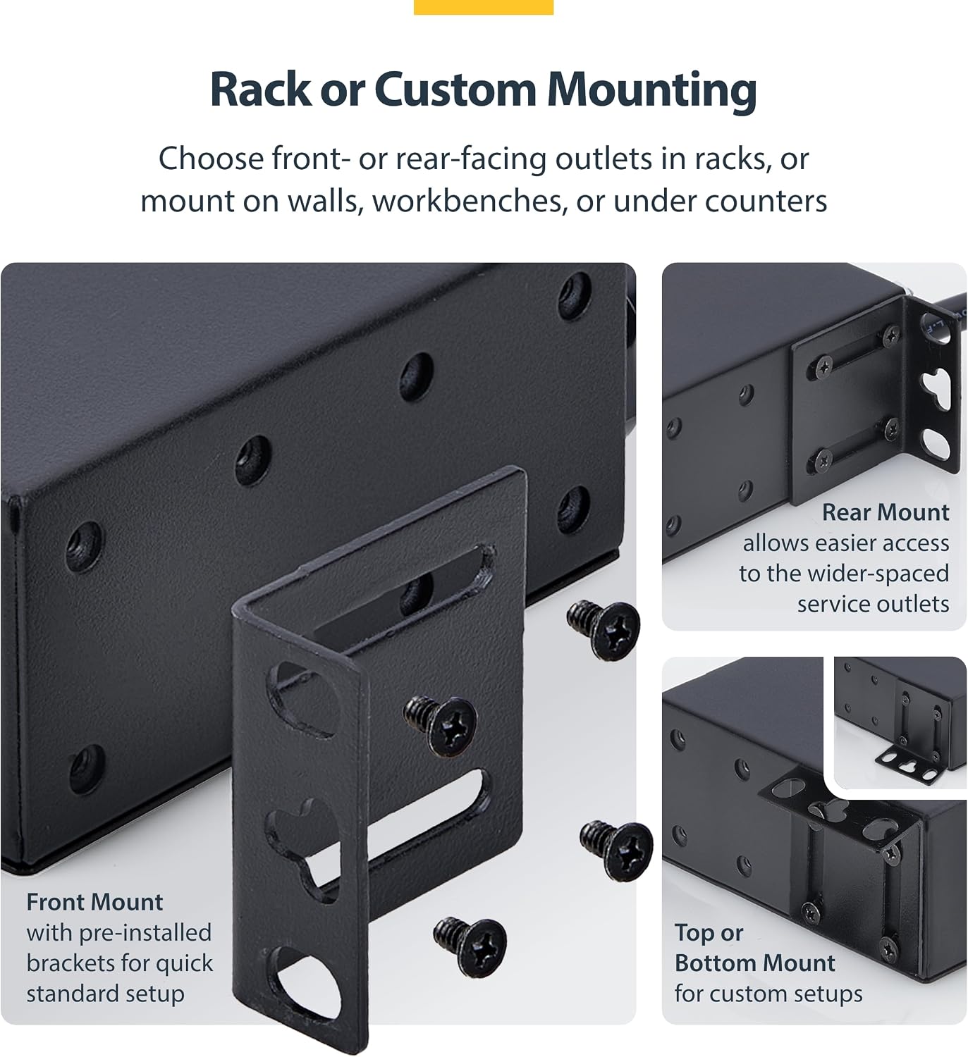 StarTech.com 14-Outlet Rackmount PDU, 1U Server Rack Accessories Surge Protector Power Strip, 6X Front and 8X Rear Ports, Rack Mount Power Distribution Unit Outlet Strip with 8ft Power Cord