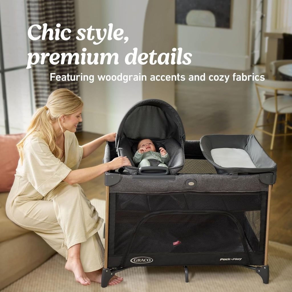 Graco Pack n' Play Close2Baby Playard with Baby Bassinet, Changing Table, Portable Infant Seat, Milan