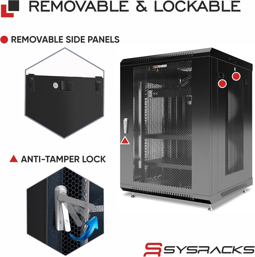 18U Wall Mount Server Rack Cabinet 24' Deep, 19' Network Enclosure for Home Lab with Fan, PDU, 2 Shelves, Casters & Feet, Locking Mesh Door