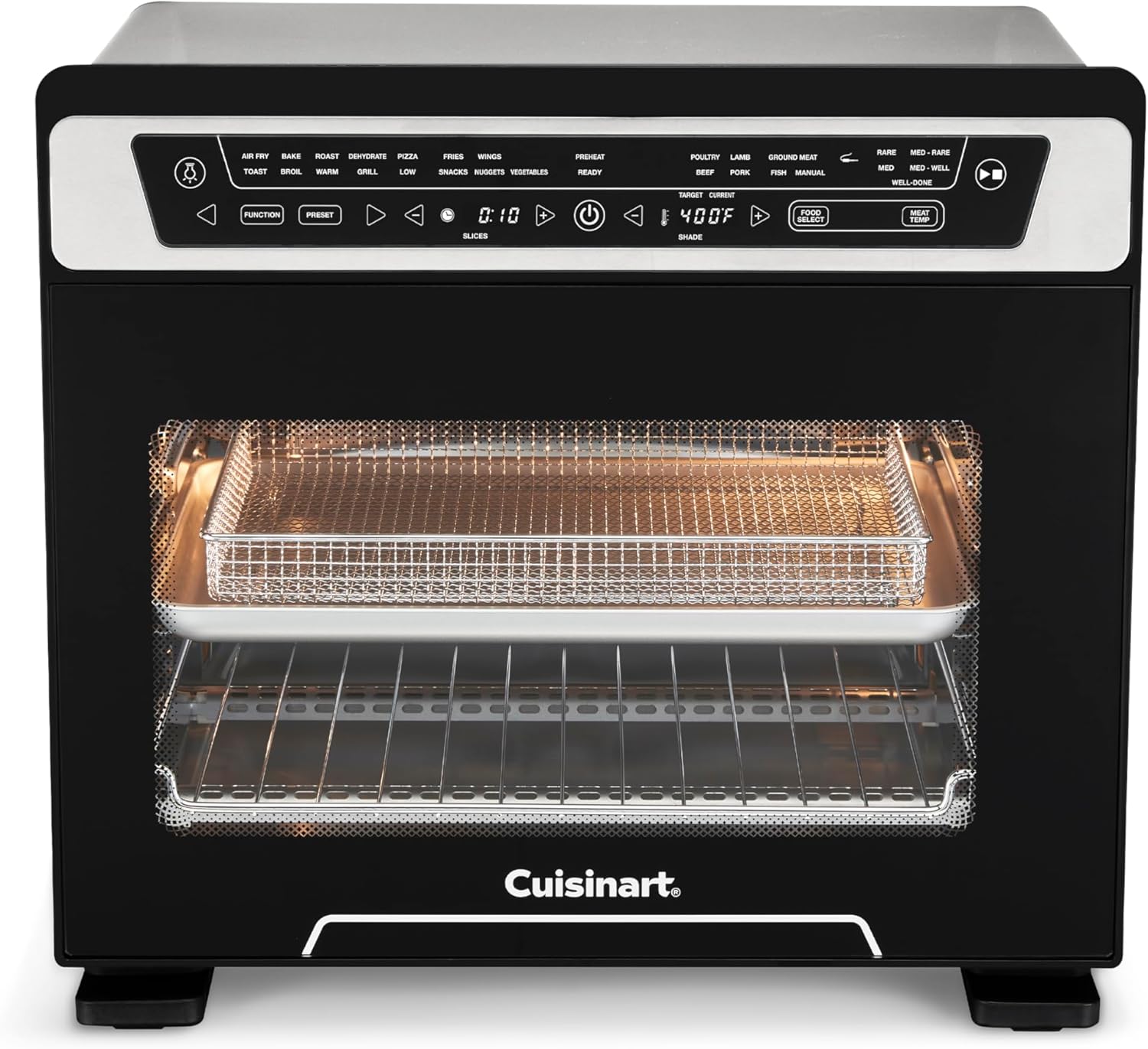 Cuisinart 15-in-1 Extra-Large Digital Air Fryer Oven with 9'x13' 2-in-1 Pan, Air Fry 4 Lbs of Wings, Cook a 13 Lb Turkey or 5+ Lb Chicken, Toast 9 Slices of Bread, and Bake a 13' Pizza, TOA-112