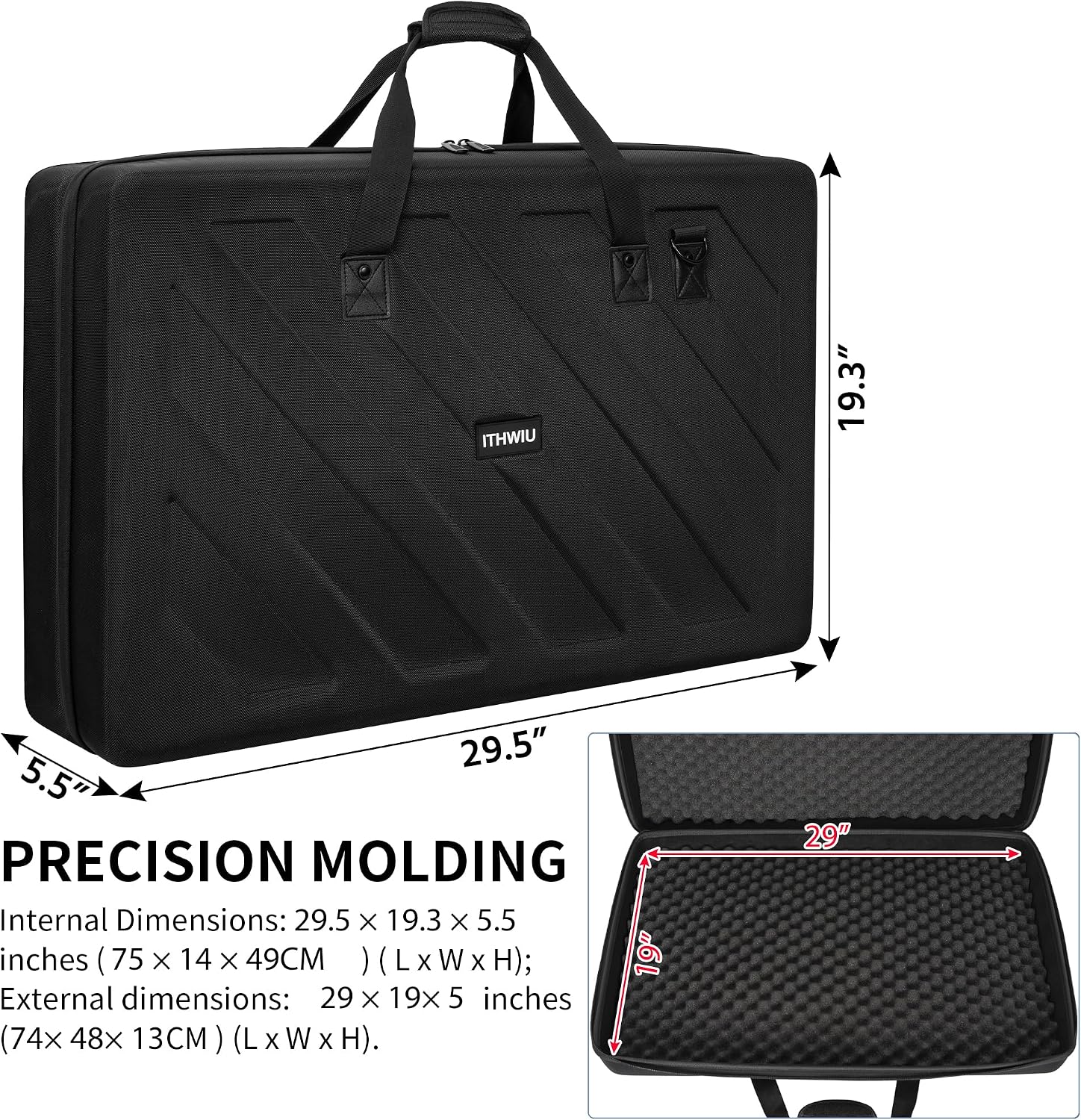 Lightweight Molded EVA Storage Case Fits for Pioneer DDJ RX2 RX3, 29.5 X 19.3 X 5.5 Inch Black