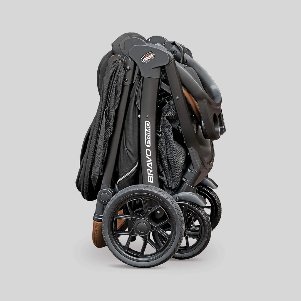 Chicco Bravo Primo 3-in-1 Trio Travel System, Bravo Primo Quick-Fold Stroller with KeyFit 35 Zip Infant Car Seat and Base, Springhill/Black