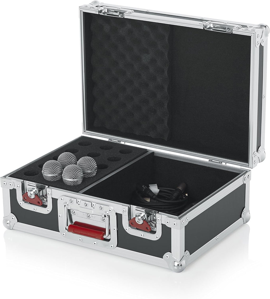 Gator Cases G-TOUR Series Road Case with Foam Drops for (15) Wired Microphones & Accessory Storage (G-TOUR M15)