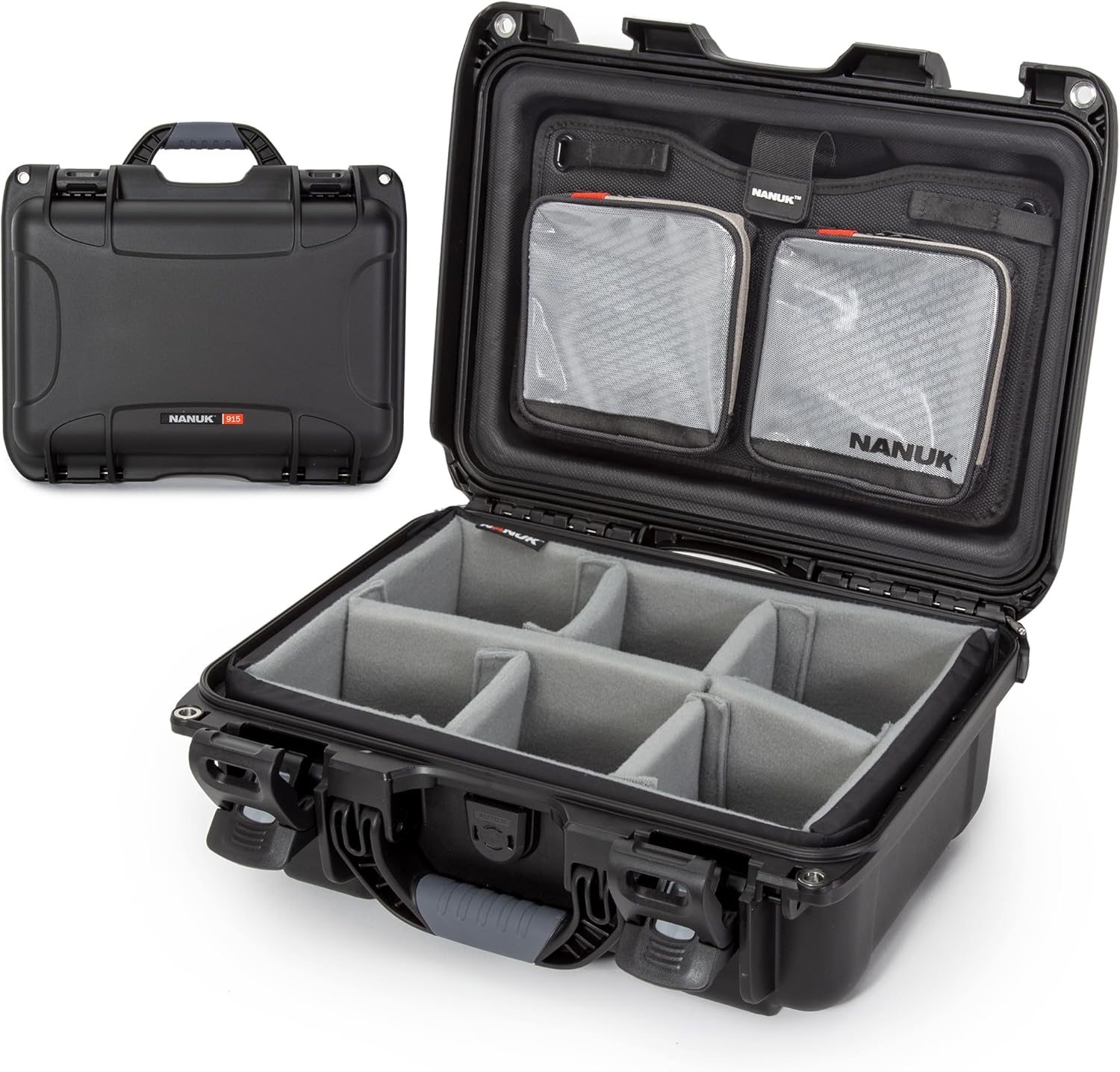 NANUK 915 Pro Photo Kit – Compact Waterproof Travel Camera Hard Case with Padded Dividers, 13.8' x 9.3' x 6.2' – Dustproof and Impact Resistant, Airline Carry-On Approved – Black