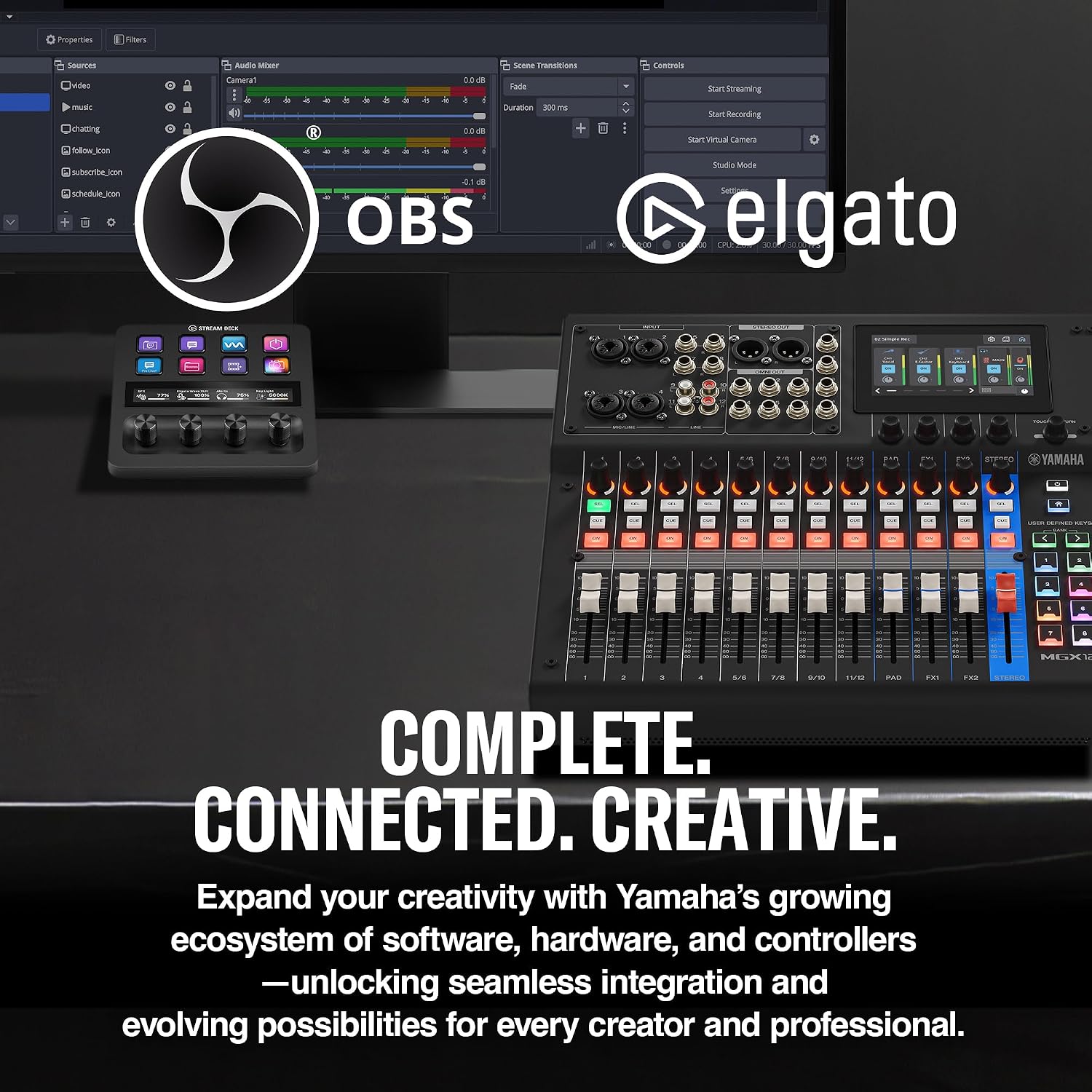 Yamaha MGX12V 18ch Digital Mixing Console, Dual USB-C Audio/Video Interface, Includes Cubase Al, WaveLab Cast LE, Basic FX Suite and Steinberg Plus Software Bundle, White MGX12V W