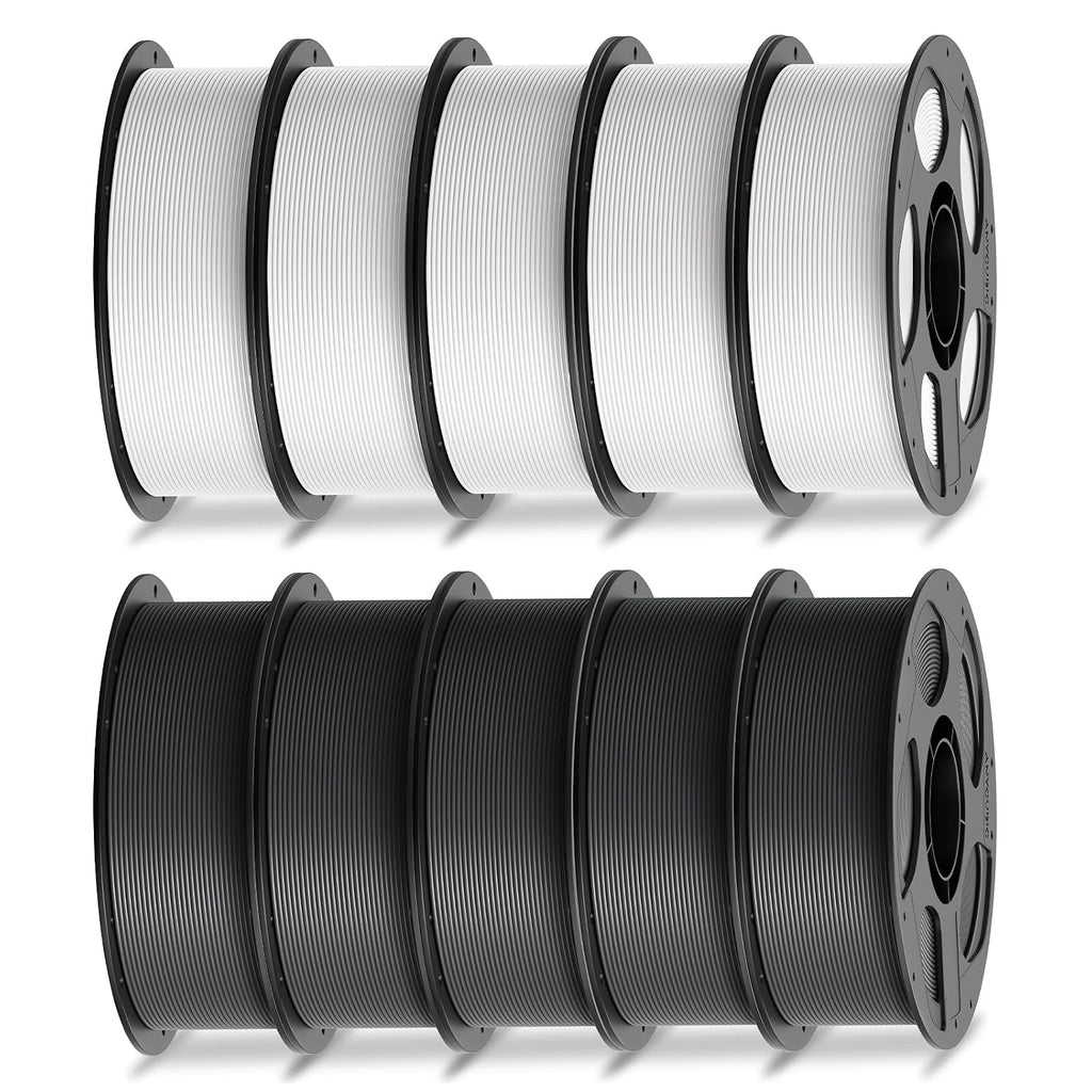 ANYCUBIC PLA Filament 1.75mm Bundle, 3D Printer Filament 1.75mm Dimensional Accuracy +/- 0.02mm, 1KG Reusable Spool (2.2 lbs), 5KG White + 5KG Texture Grey, 10KG in Total