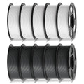 ANYCUBIC PLA Filament 1.75mm Bundle, 3D Printer Filament 1.75mm Dimensional Accuracy +/- 0.02mm, 1KG Reusable Spool (2.2 lbs), 5KG White + 5KG Texture Grey, 10KG in Total
