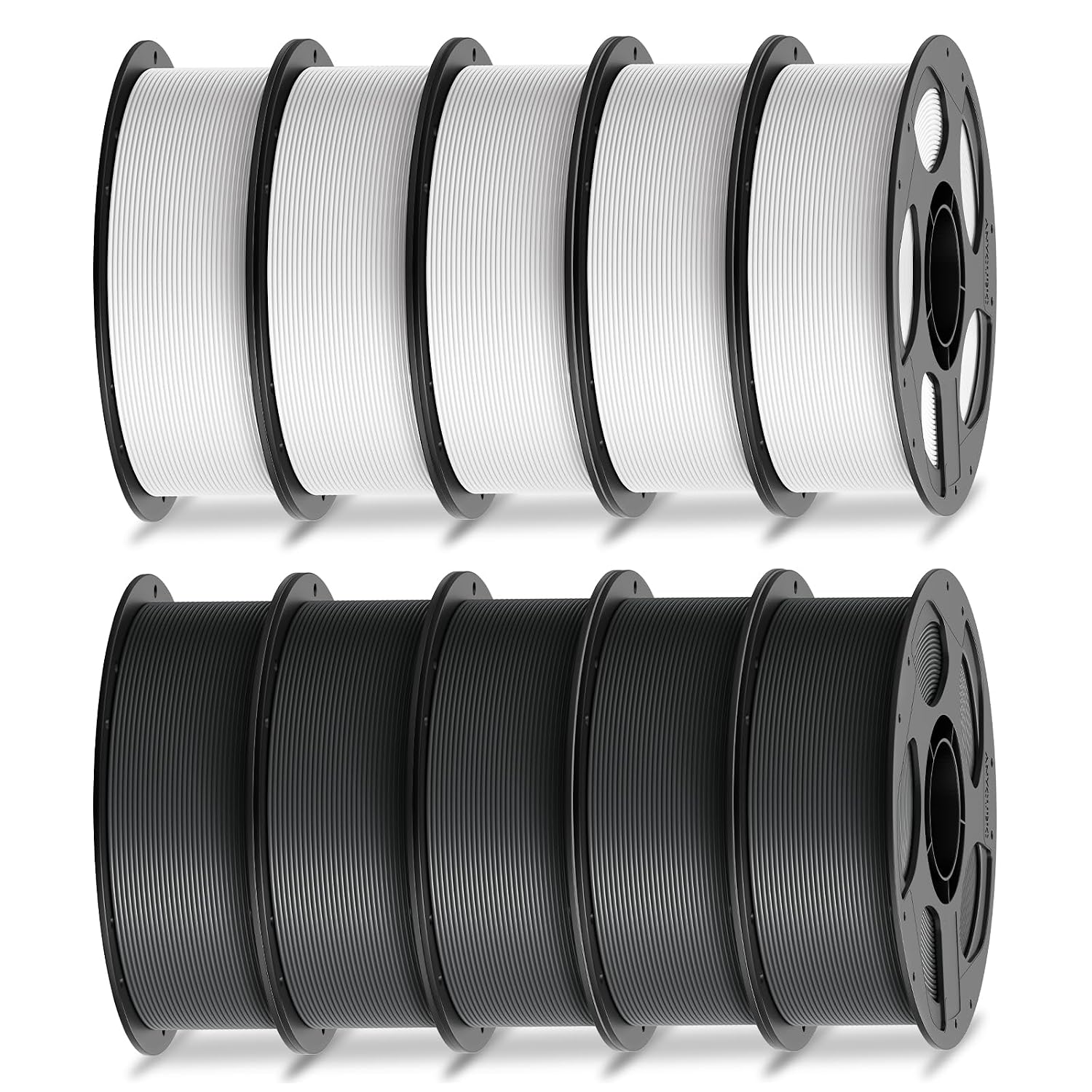 ANYCUBIC PLA Filament 1.75mm Bundle, 3D Printer Filament 1.75mm Dimensional Accuracy +/- 0.02mm, 1KG Reusable Spool (2.2 lbs), 5KG White + 5KG Texture Grey, 10KG in Total