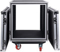 Sound Town Shock Mount 12U ATA Rack Case with 21' Rackable Depth and Casters, 12-Space Size - Pro Tour Grade (STRC-SP12UW)