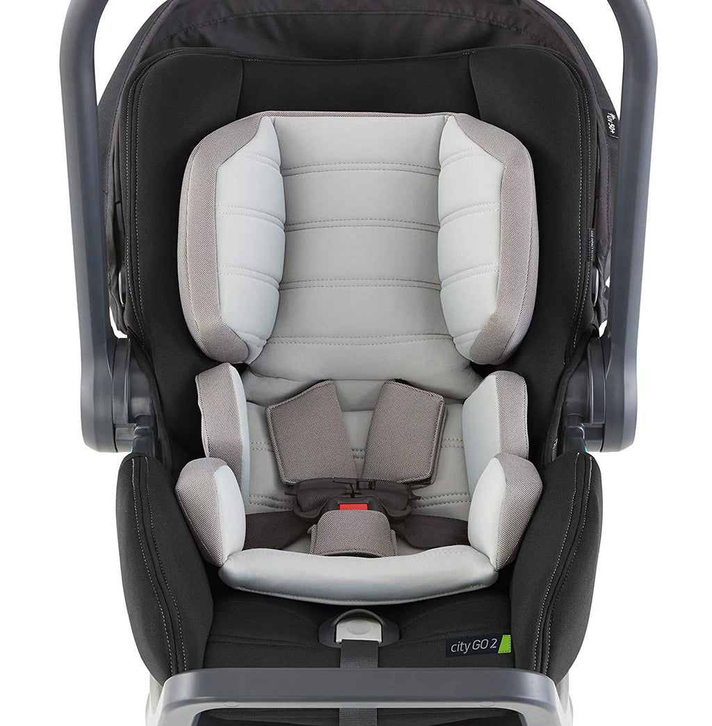 Baby Jogger® City Go 2 Infant Car Seat, Baby Travel Car Seat, Included RapidLock Carseat Base, Pike Exclusive Includes Leatherette Handlebar and Premium Fabrics, Slate