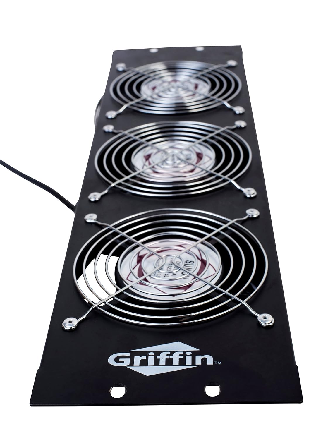 GRIFFIN Rackmount Exhaust Fan (UltraQuiet X Edition) 4-Pack– 3U Triple Cooling Fans, Keep Studio Audio Equipment Gear Cool – Rack Mount on Network IT System Server Rails – Temperature Control Panel