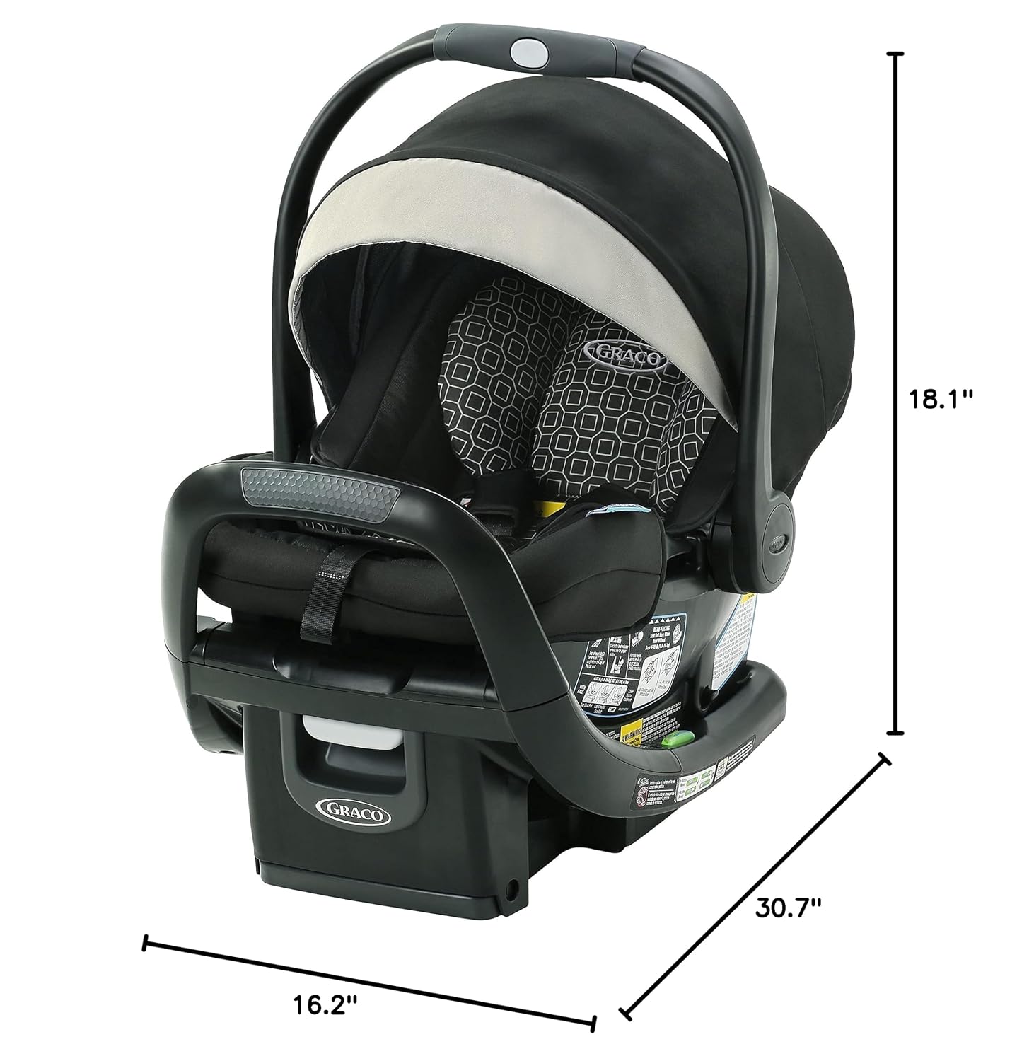 Graco® SnugRide SnugFit LX Infant Car Seat, Baby Car Seat with Anti-Rebound Bar for Extra Safety, SnugLock Easy Install Carseat, 1-Hand Adjustable Handle, No-Rethread Harness, Baby Essentials, Pierce
