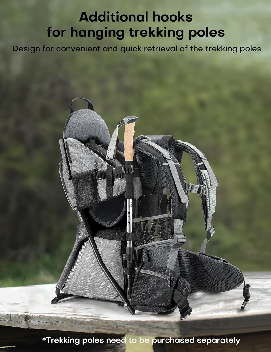 besrey Baby Backpack Carrier, Toddler Hiking Backpack with Safety 3-Height Seat, Adjustable Straps&Waist Belt, Foldable Frame Lightweight Large Capacity Child Carrier for Hiking (Silver Grey)