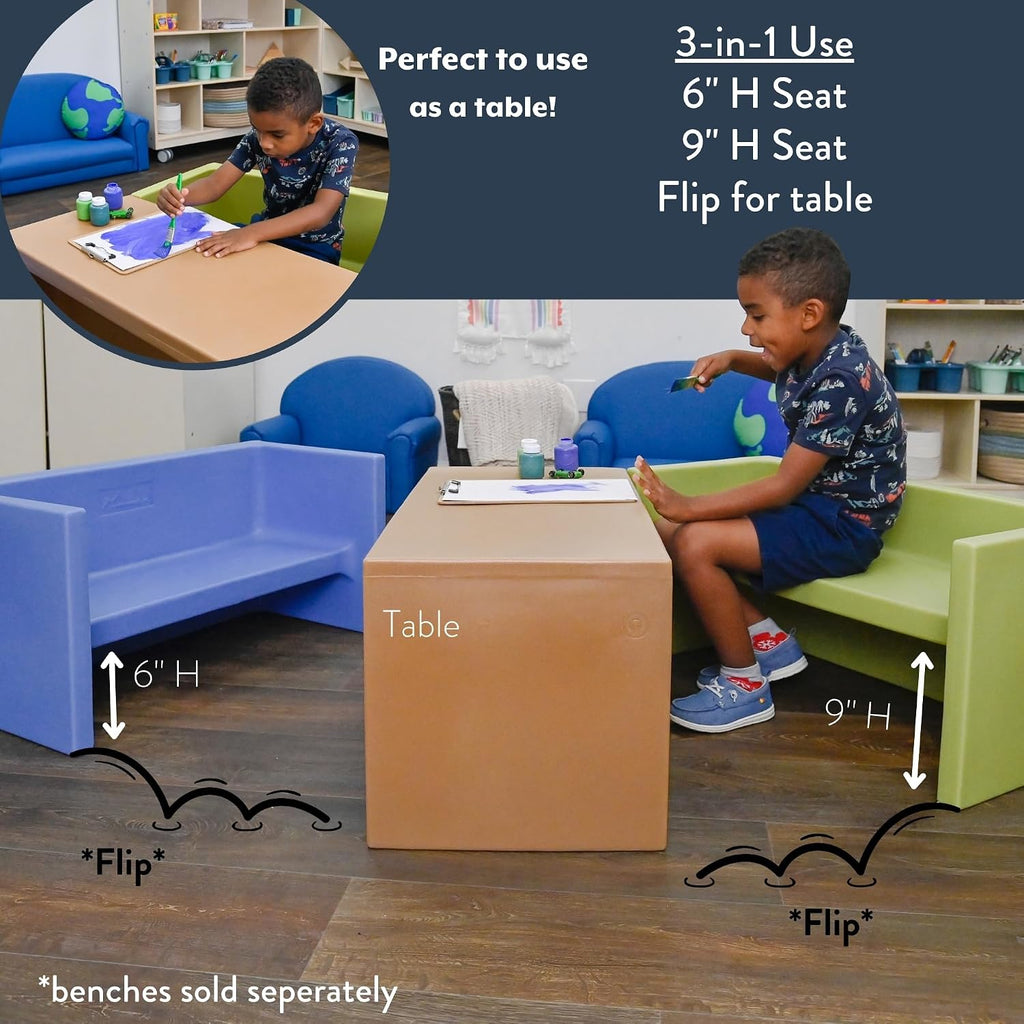 Children's Factory 3-in-1 Adapta-Benches for Kids, Flexible Seating Classroom Furniture, 3-Pack Kids Chair Set
