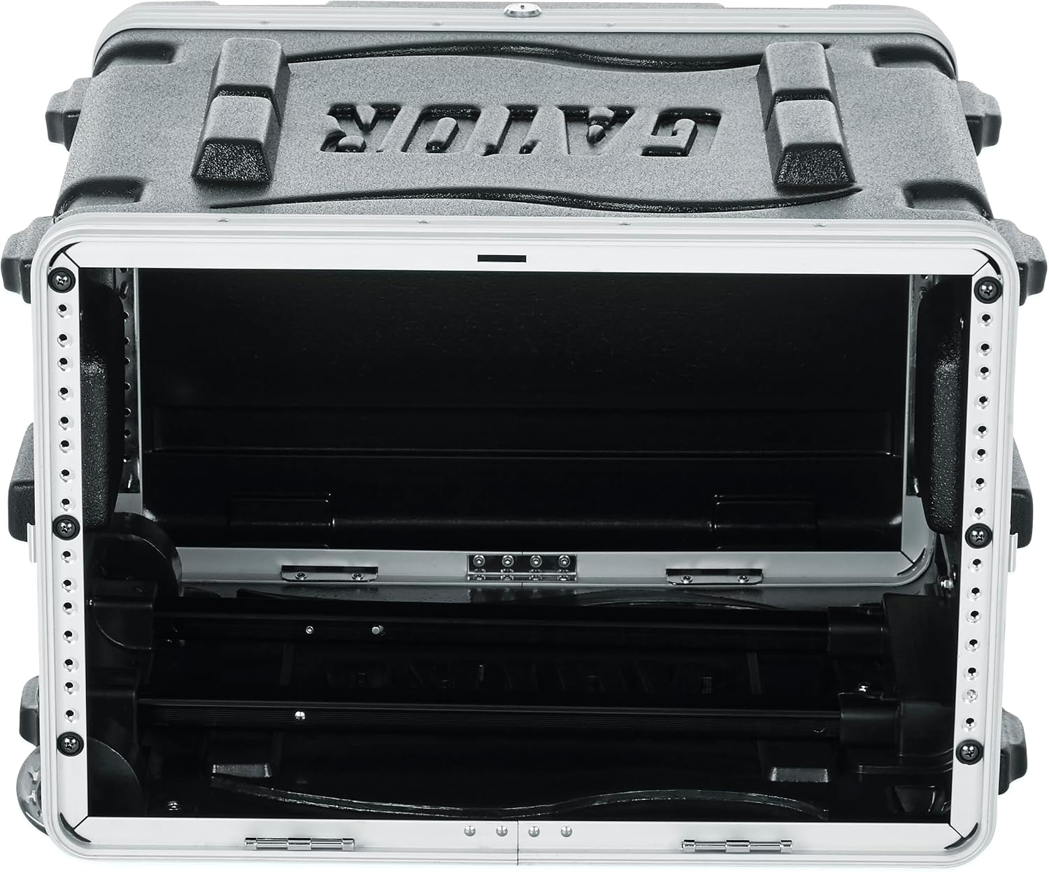 Gator Cases Lightweight Rolling 6U Rack Case with Heavy Duty Latches, Retractable Tow Handle, and Recessed Wheels, Standard 19.25' depth, (GRR-6L)