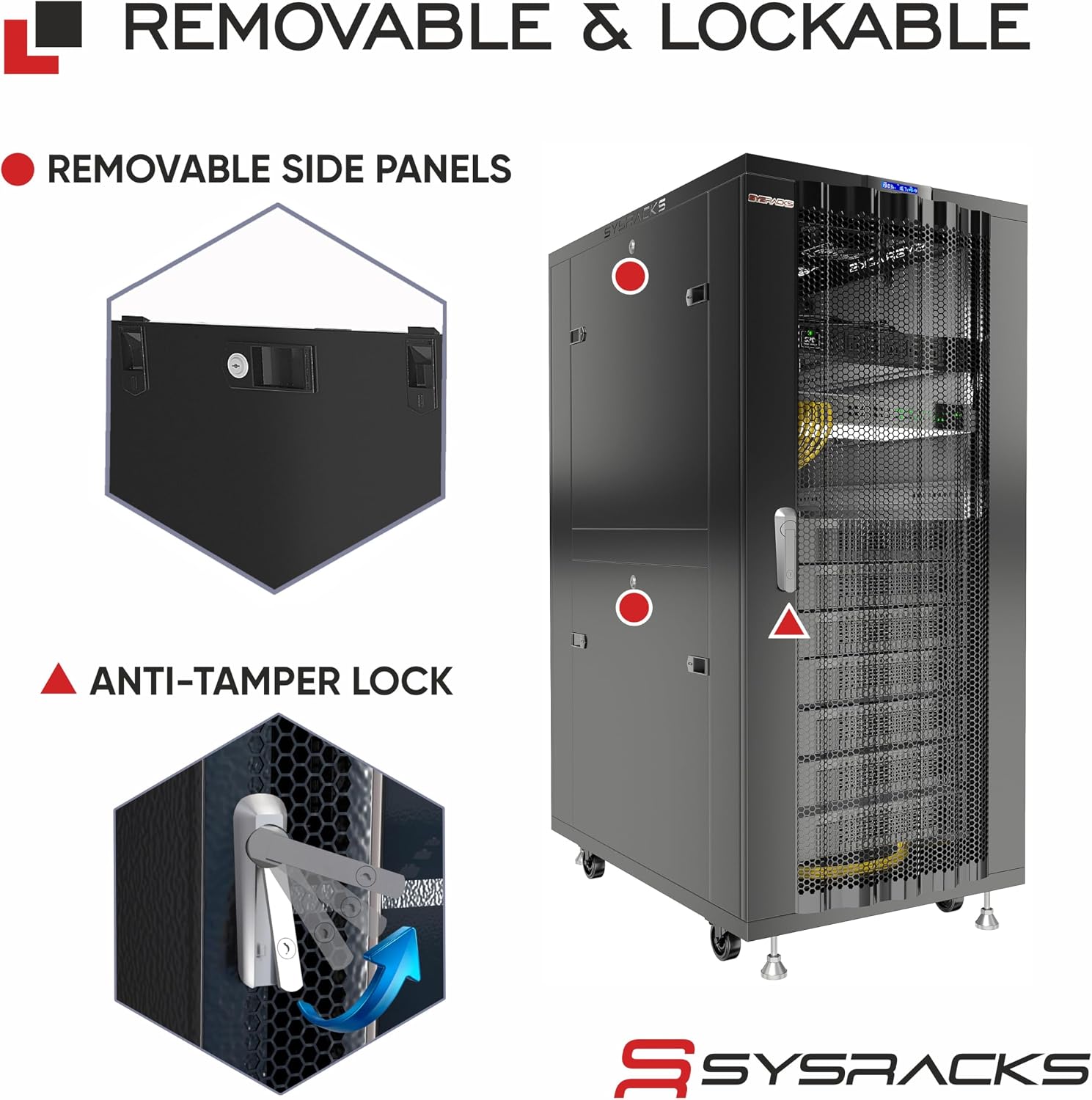 Sysracks 37U Server Rack Cabinet, 39' Deep 19' Floor Standing Enclosed Network Rack for Home Lab, NAS, UPS & AV Gear, Vented Doors, 4 Fans, PDU, Shelf, 1600 lb Capacity