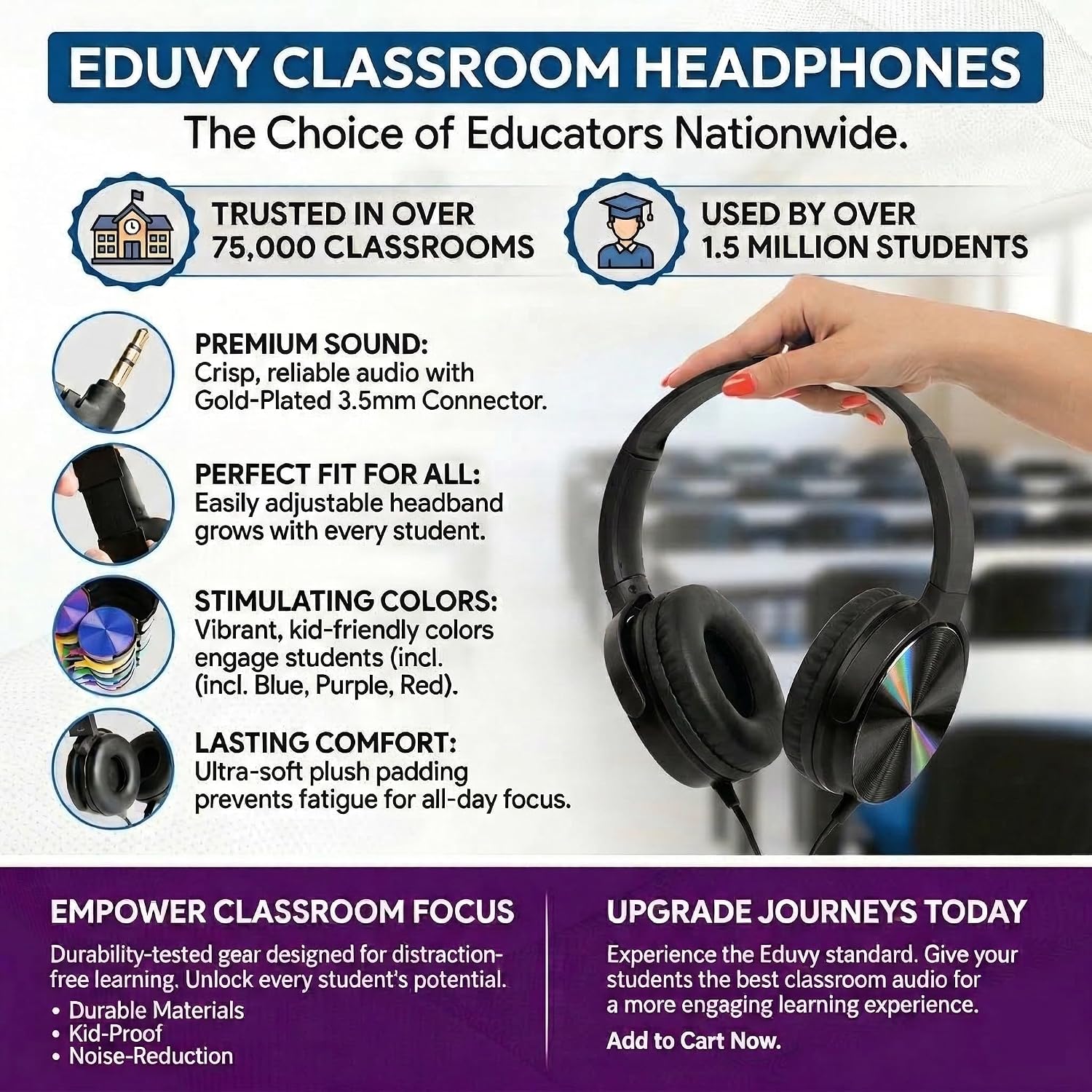 Bulk Headphones for Classroom, 24 Pack Durable School Wired Headphones for Students. Teacher Must Haves Supplies from Elementary to College (Black)