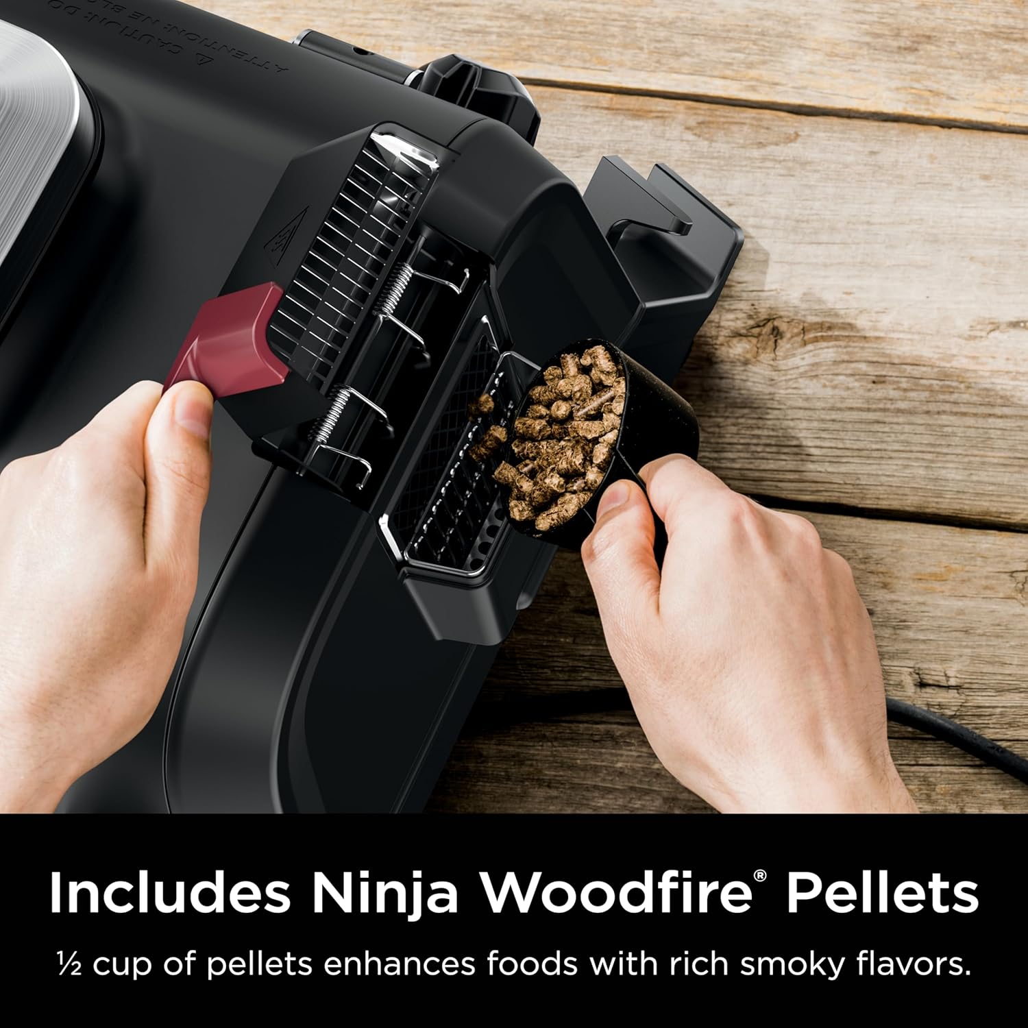 Ninja Woodfire Outdoor Grill & Smoker, 4-in-1 Functionality, Grill, Smoke, Bake, Roast, Authentic Woodfire Flavors, Electric Heat, OG301