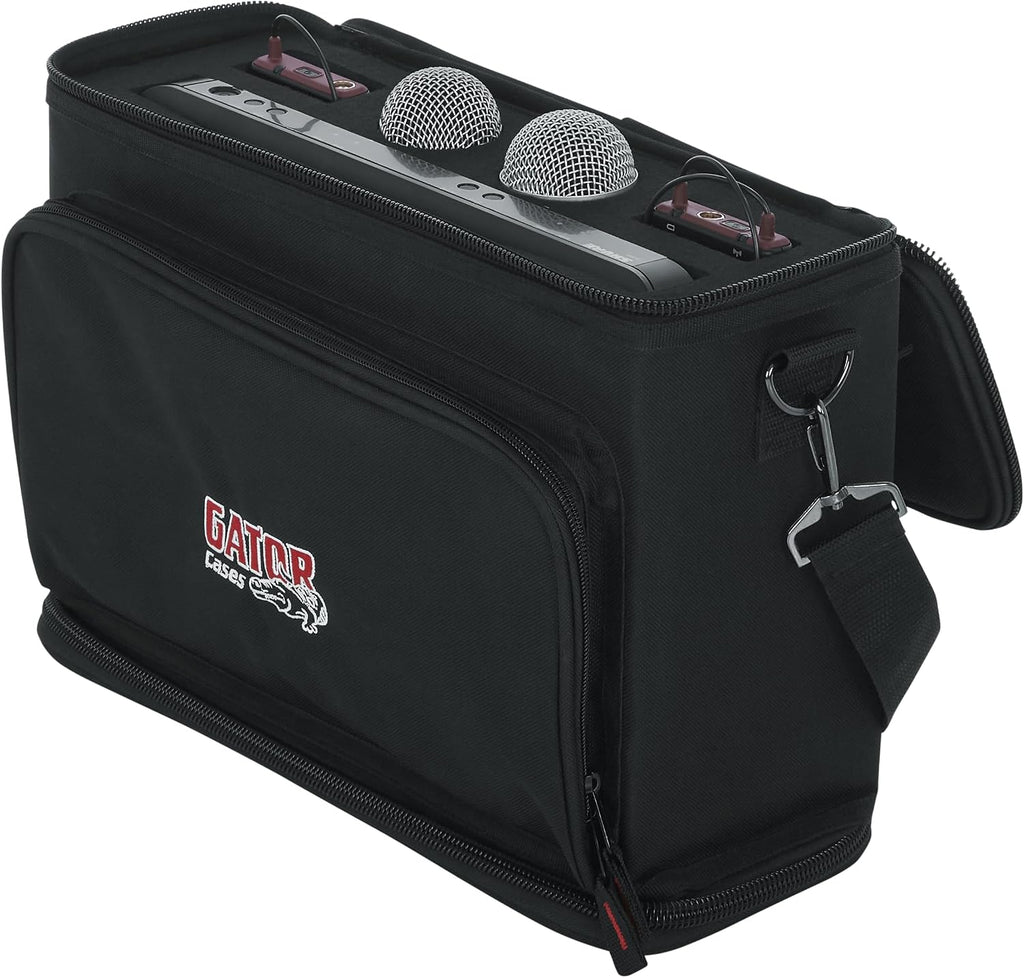 Gator Cases Padded Carry Bag to Hold Shure BLX Style Wireless System with (2) Microphones and (2) Body Packs, (GM-DUALW)