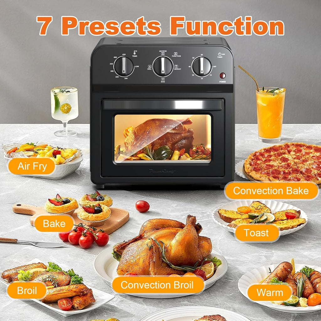 Family Size Air Fryer Toaster Oven Combo,360° Hot Air Circulation for Healthy Oil-Free Cooking, Multifunctional Convection Contertop Oven, Adjustable Time & Temp Control