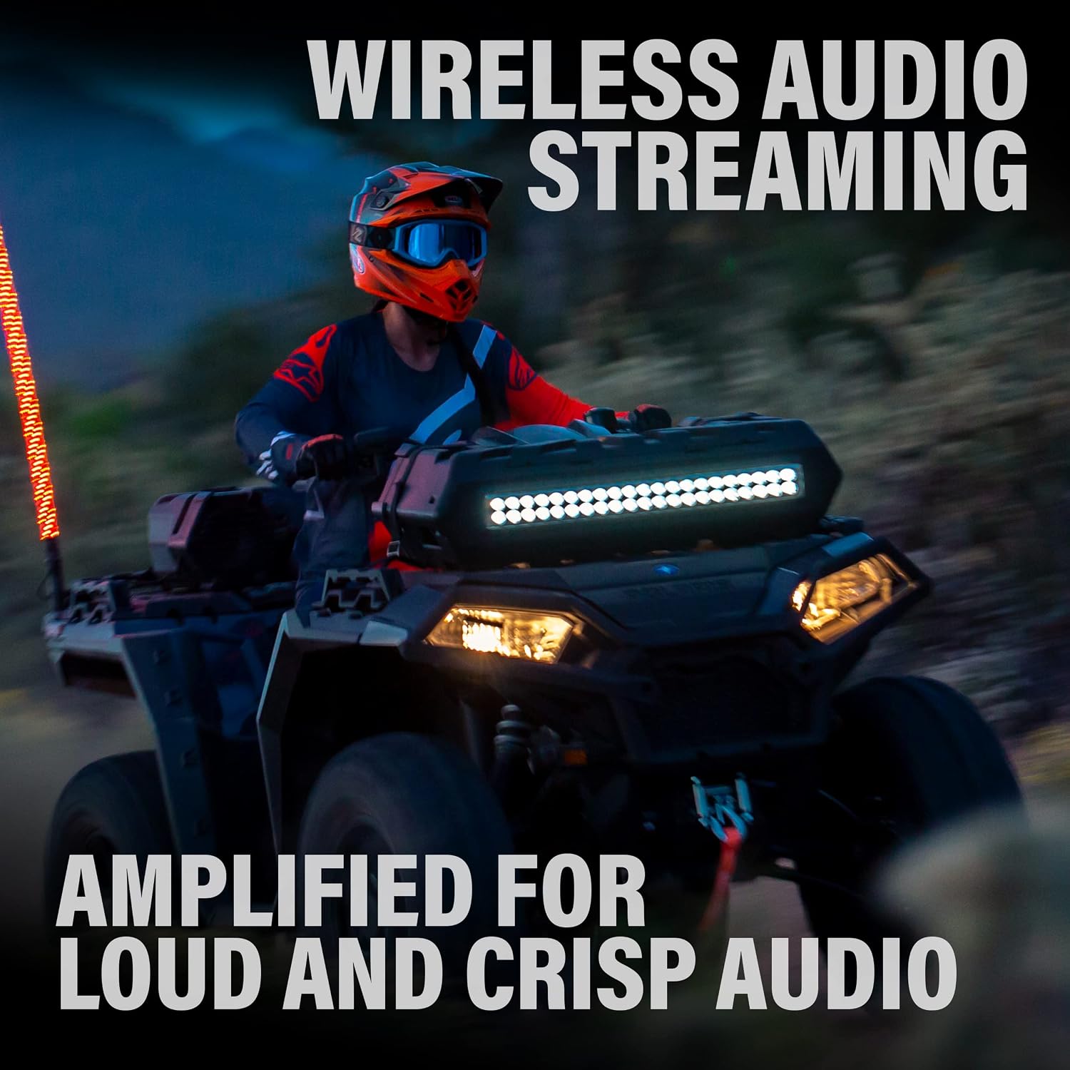 BOSS Audio Systems ATV95LRGB ATV UTV Weatherproof Sound System - 8 Inch Speakers, 1.5 Inch Tweeters, Amplified, Bluetooth Remote, LED Light Bar, Storage Compartment, Easy Installation for 12V Vehicles