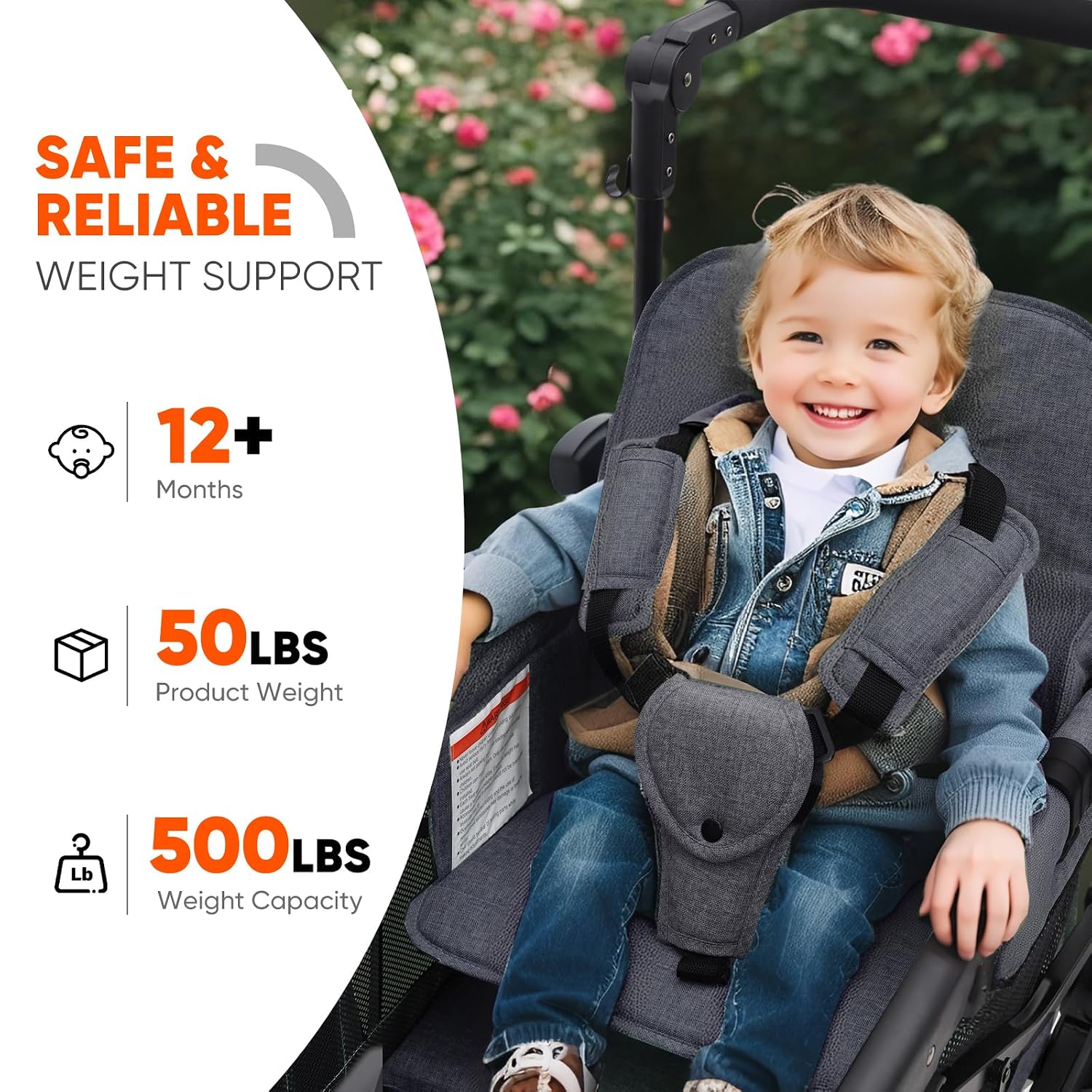 Sekey Wagon Stroller for 2 Kids, Luxury 4-in-1 Stroller Wagon - Premium Quality with Convertible Seats, Adjustable Push Handles, Removable Canopy, Snack Tray & Cooler, US Certified