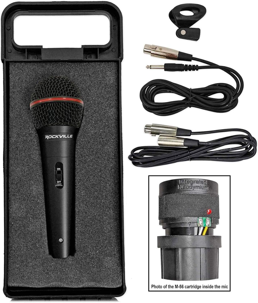 Rockville 4-Person Podcast Recording Package LINE8 USB 8-Channel Mixer and USB Audio Interface with (4) PRO-M50 Headphones, (4) RMIC-SR Mics, Stands, RHPA4 Amp, Cables (15 Items)