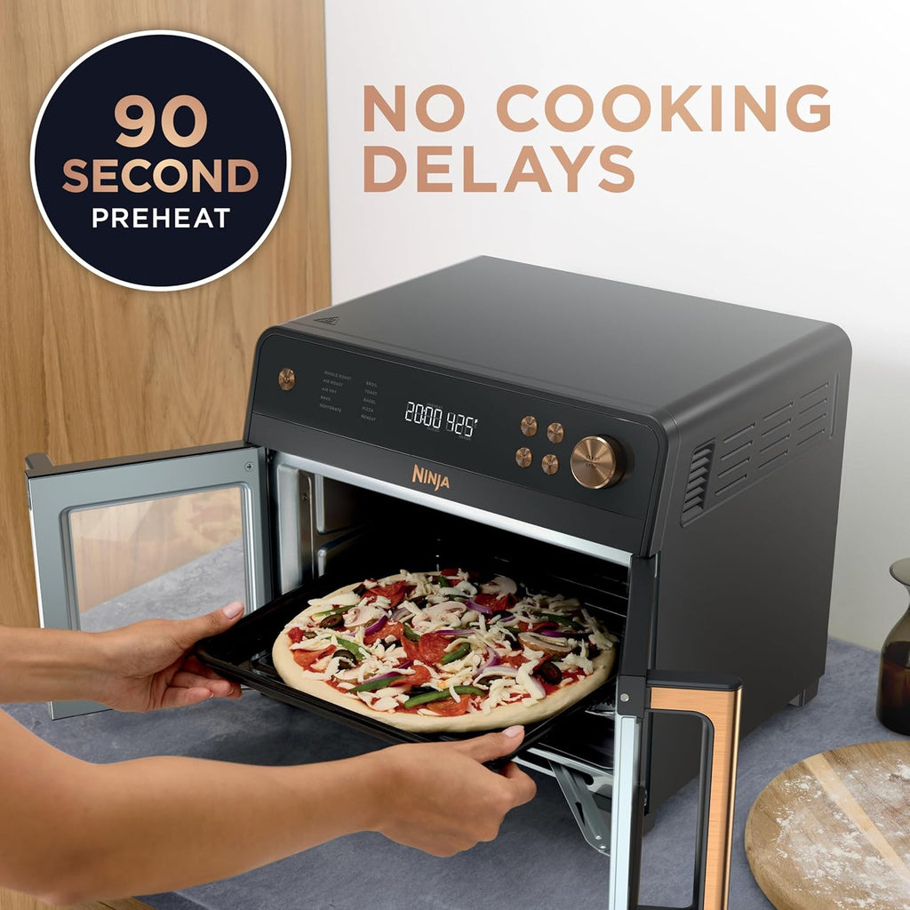 Ninja | French Door Premier Air fry Oven | 10-in-1 functions | 20.3-qt capacity | 5-qt Air Fry Basket, Sheet Pan, Wire Rack, Broil Rack | PFAS-free, Dishwasher-Safe Accessories | Black | FO101BK