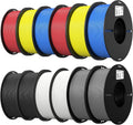 Creality 12 Pack PLA 1.75mm Filament Bundle for 3D Printing with No-Tangling Strong Bonding and Overhang Performance, Accuracy +/- 0.02mm (Black,White,Grey,Blue,Red,Yellow)