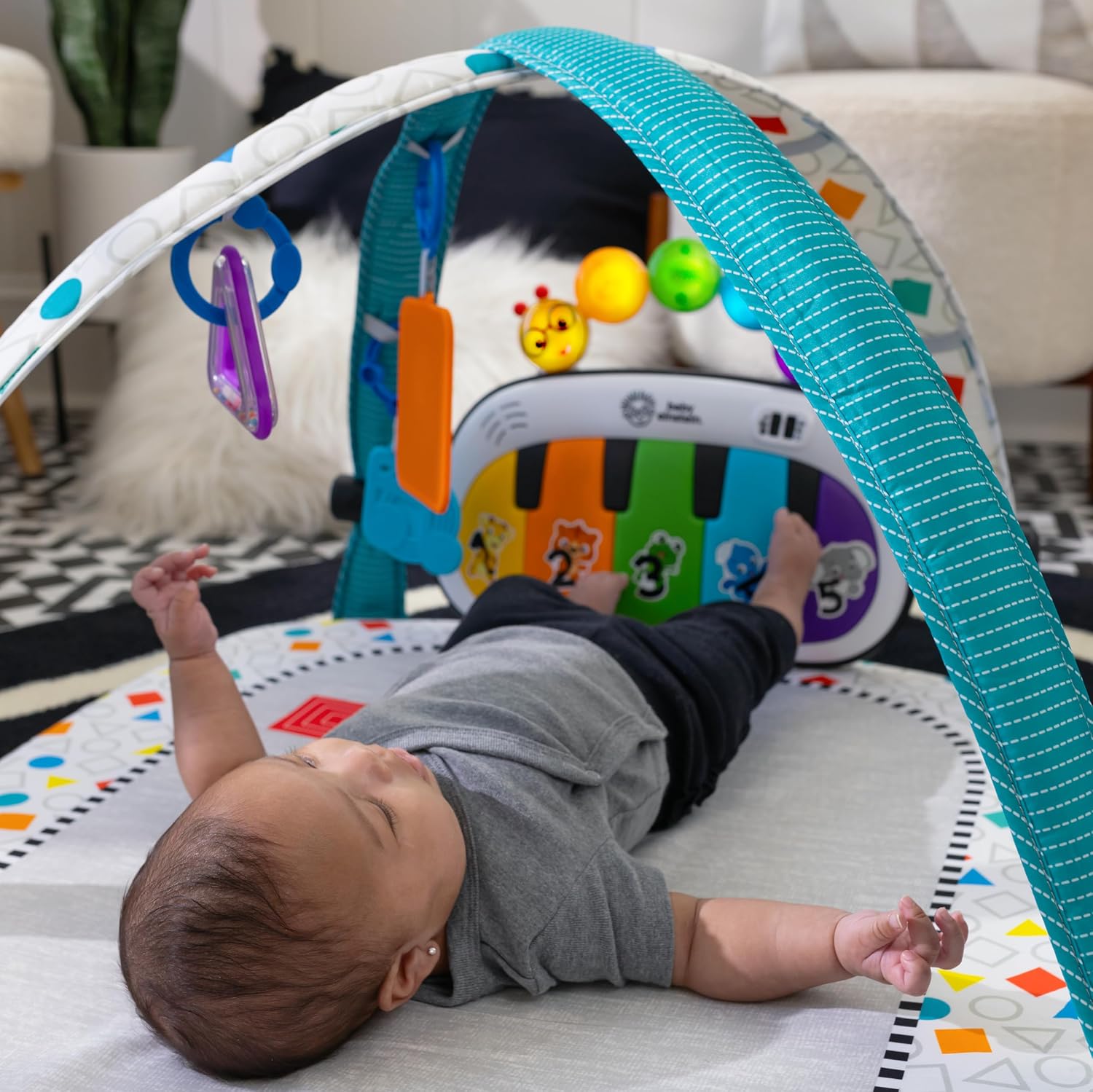 Baby Einstein Kick & Snooze 3-in-1 Foldable Playard, Bassinet and Musical Play Gym, Includes Fitted Sheet, 3-Step Easy Fold, Piano Toy with 25+ Minutes of Music, Grows with Baby, Ages 0 Months and Up
