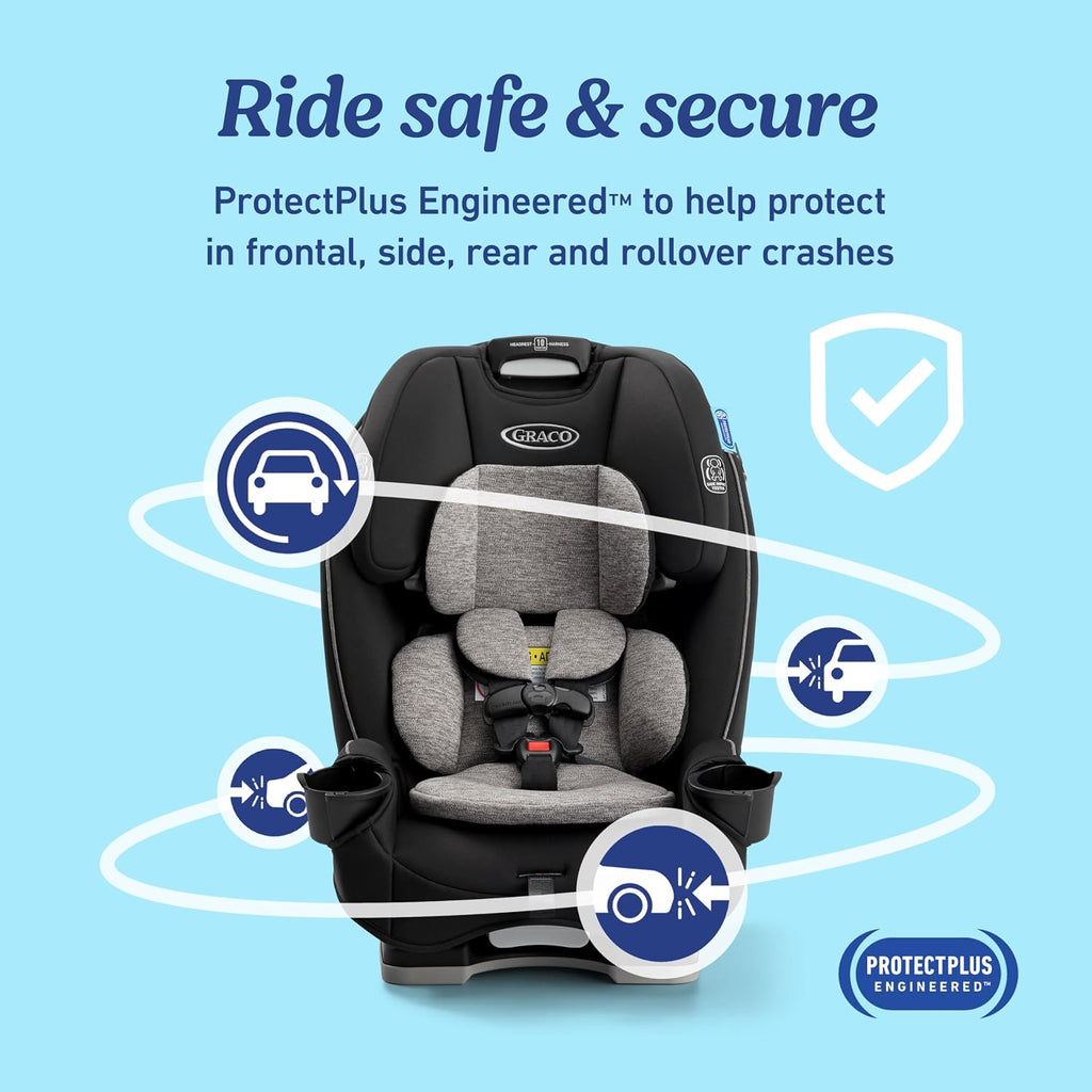 Graco Slimfit 3-in-1 Convertible Car Seat, Slim Car Seat with Space-Saving Design, Highback Booster Seat with 10-Position Headrest, Rear Facing and Forward Facing Carseat, Darcie