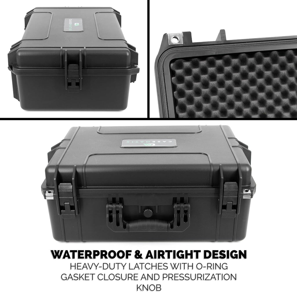 CASEMATIX Mixer Carry Case Compatible with Yamaha MG12XU 12 Channel Mixing Console and More - IPX7 Waterproof Hard Shell Sound Board Carrier with Foam Fits Mixers up to 17' x 12.1' x 5' and Cables