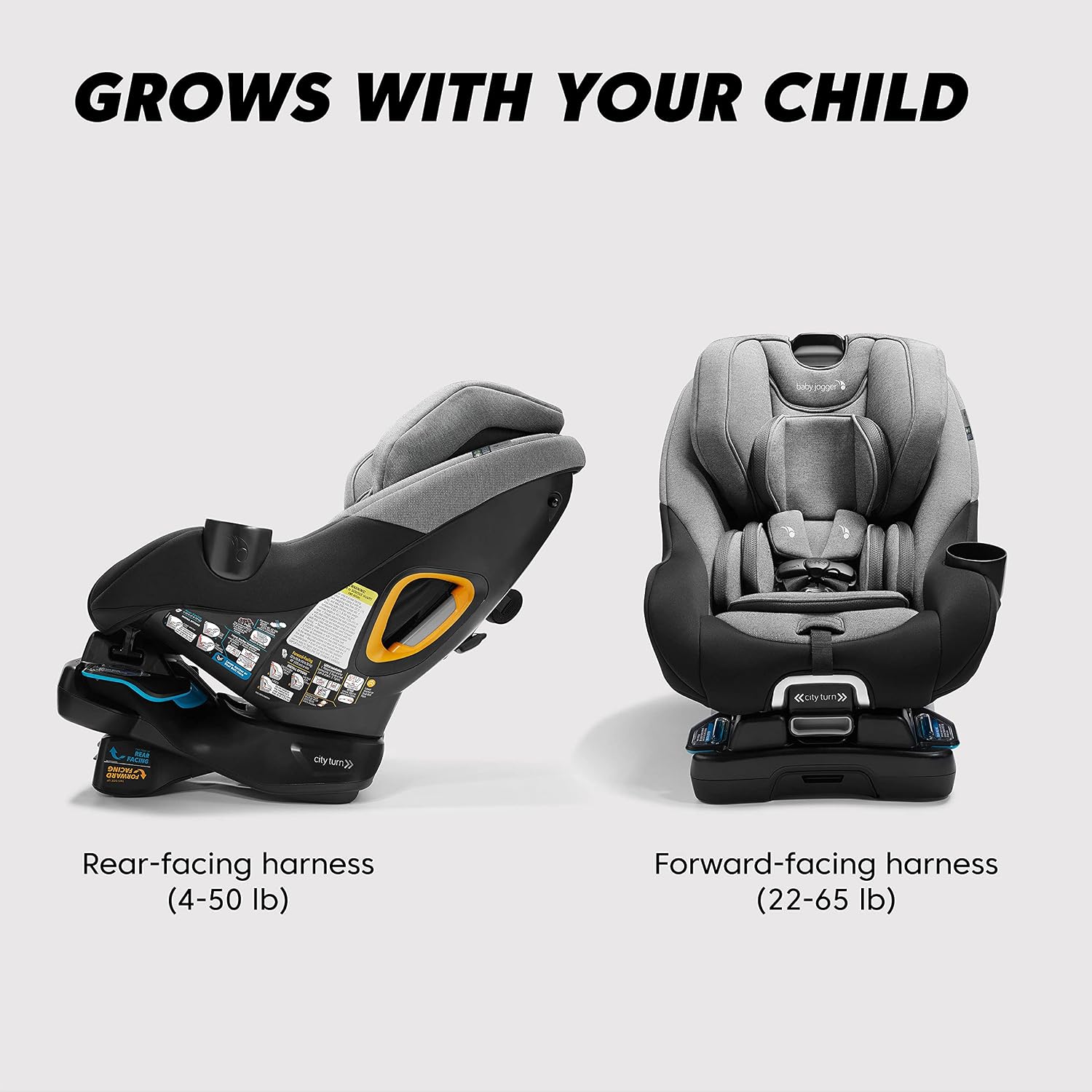 Baby Jogger® City Turn Rotating Car Seat with 180-Degree Turn, Lightweight Convertible Car Seat, Rear Facing to Forward Facing, COOLMAX Fabric, Amazon Exclusive Pike Fashion