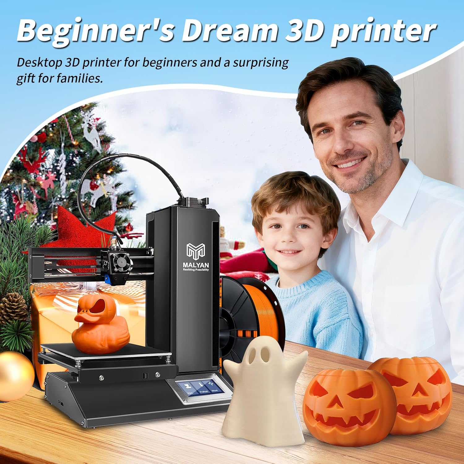 MALYAN M320 FDM Mini 3D Printer,Fully Assembled 3D Printers Easy for Beginners and Kids, High Printing Accuracy, Printing Size 150 * 150 * 150 mm
