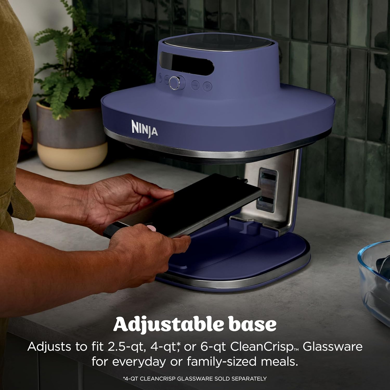Ninja Crispi Pro 6-in-1 Glass Air Fryer | 450°F, Nontoxic, 6qt & 2.5qt Containers & Lids | Microwave, Freezer, Dishwasher Safe | Max Crisp, Air Fry, Bake, Roast, Recrisp, Dehydrate |Amethyst, AS101PU1