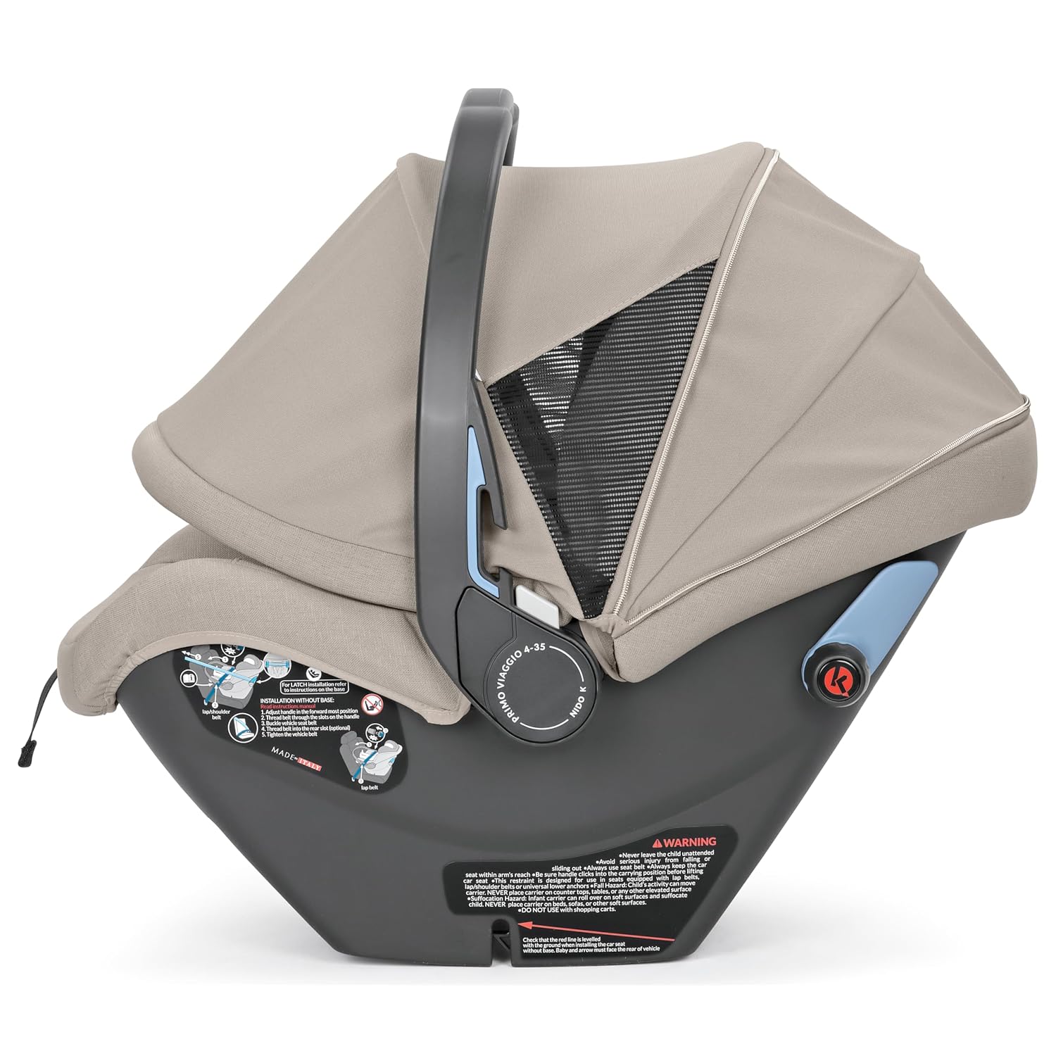 Peg Perego Primo Viaggio Nido - Rear Facing Infant Car Seat - Includes Base with Load Leg & Anti-Rebound Bar - for Babies 4 to 30 lbs - Made in Italy - Astral
