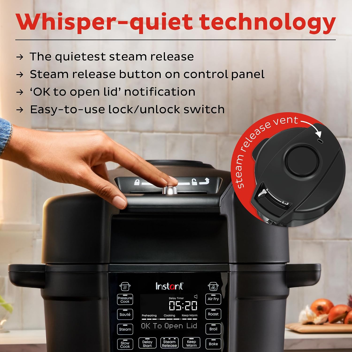 Instant Pot Duo Crisp Ultimate Lid,13-in-1 Air Fryer&Pressure Cooker Combo, Sauté, Slow Cook, Bake, Steam, Warm, Roast, Dehydrate, Sous Vide&Proof, App With Over 800 Recipes,1500 watts,6.5 Quart,Black