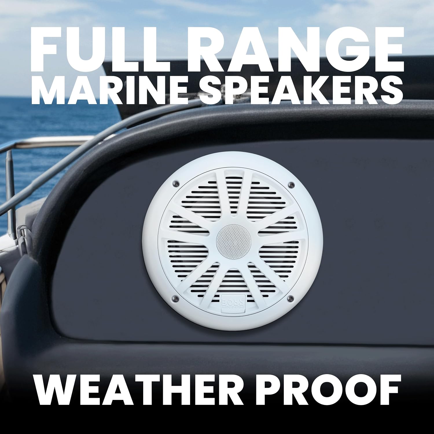 Boss Audio MR6W 6.5' 180W Dual Cone Marine/Boat Speakers Stereo, White (8 Pack)