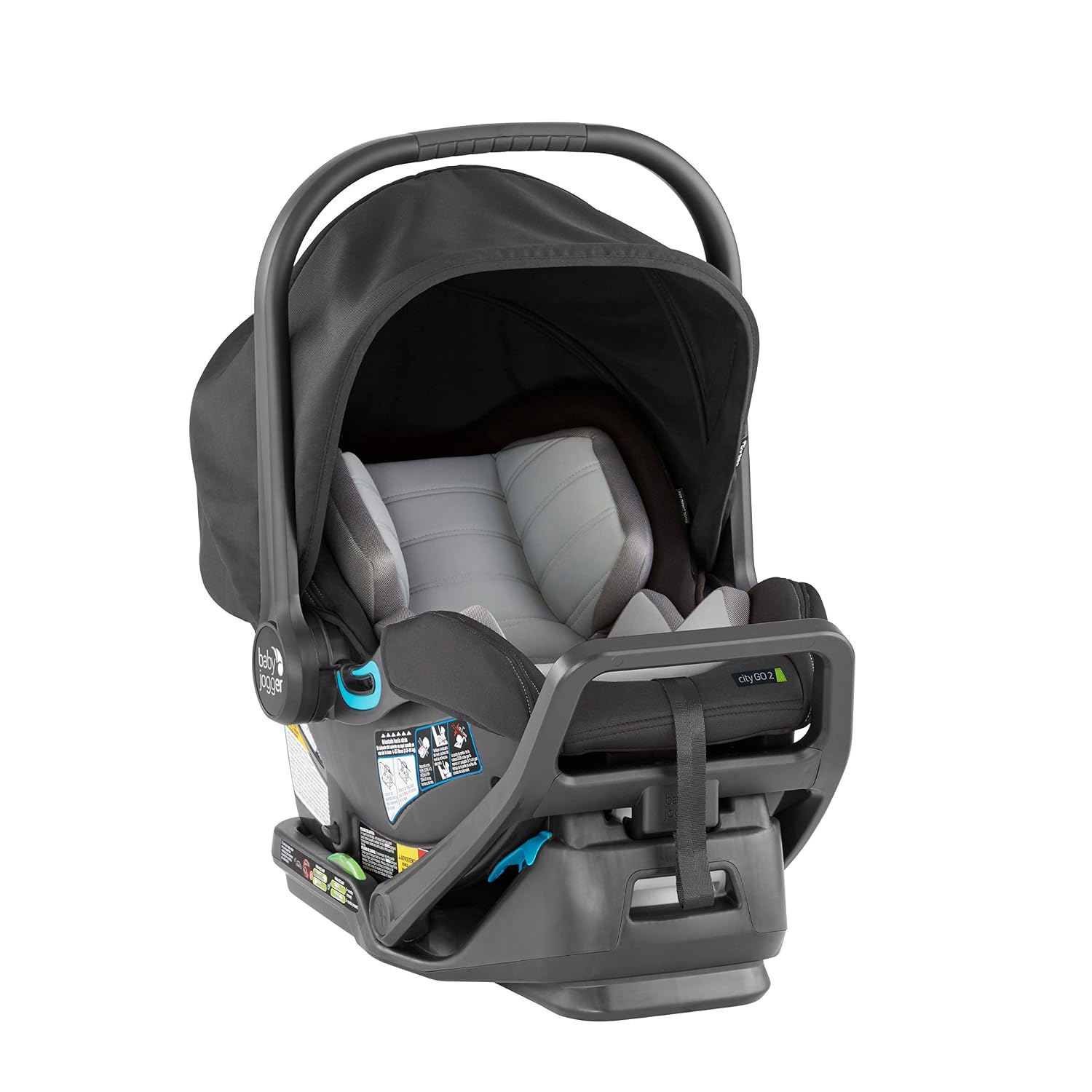 Baby Jogger® City Go 2 Infant Car Seat, Baby Travel Car Seat, Included RapidLock Carseat Base, Pike Exclusive Includes Leatherette Handlebar and Premium Fabrics, Slate