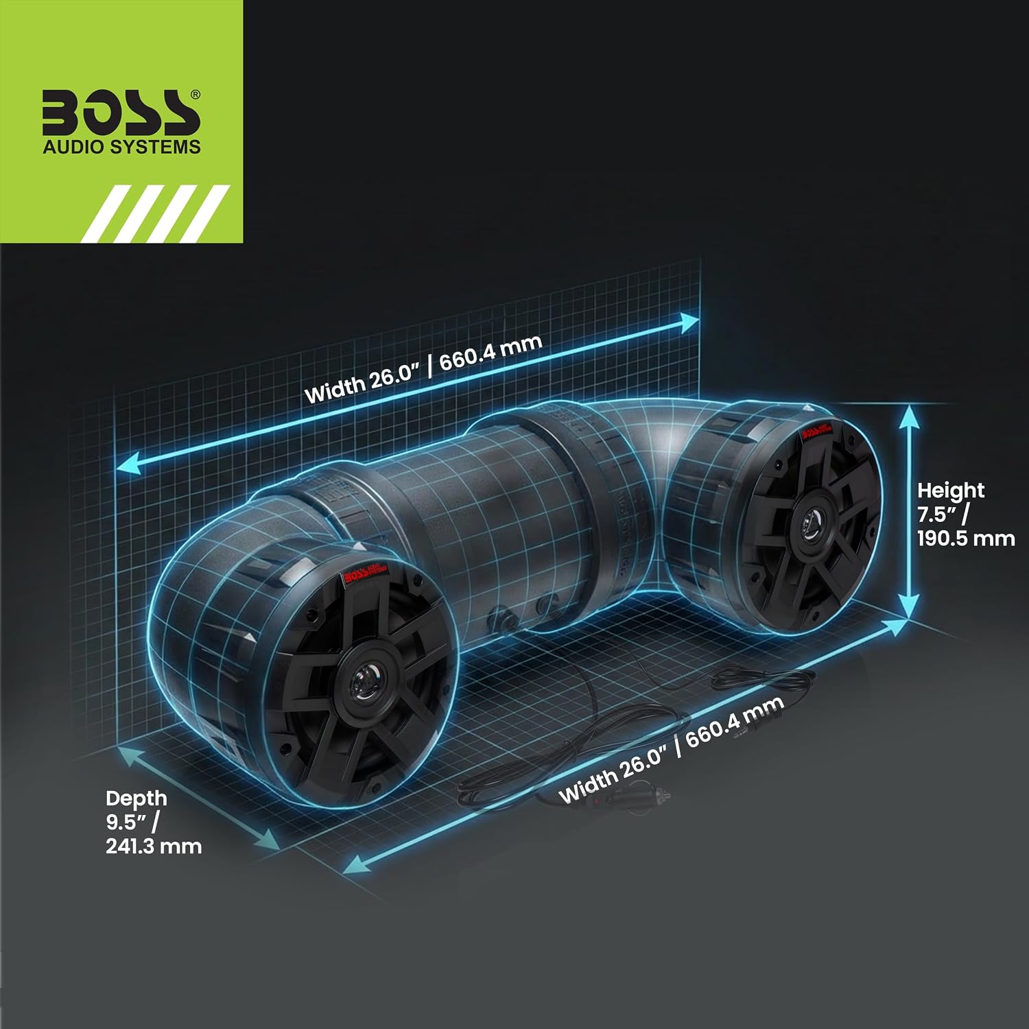 BOSS Audio Systems ATV6.5B ATV UTV Weatherproof Sound System - 6.5 Inch Speakers, 1.5 Inch Tweeters, Built-in Amplifier, Bluetooth, Easy Installation for 12V Vehicles