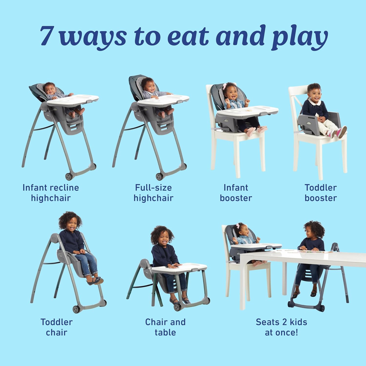 Graco® Table2Table Premier Fold 7 in 1 Convertible High Chair | Converts to Dining Booster Seat Kids Table and More Maison