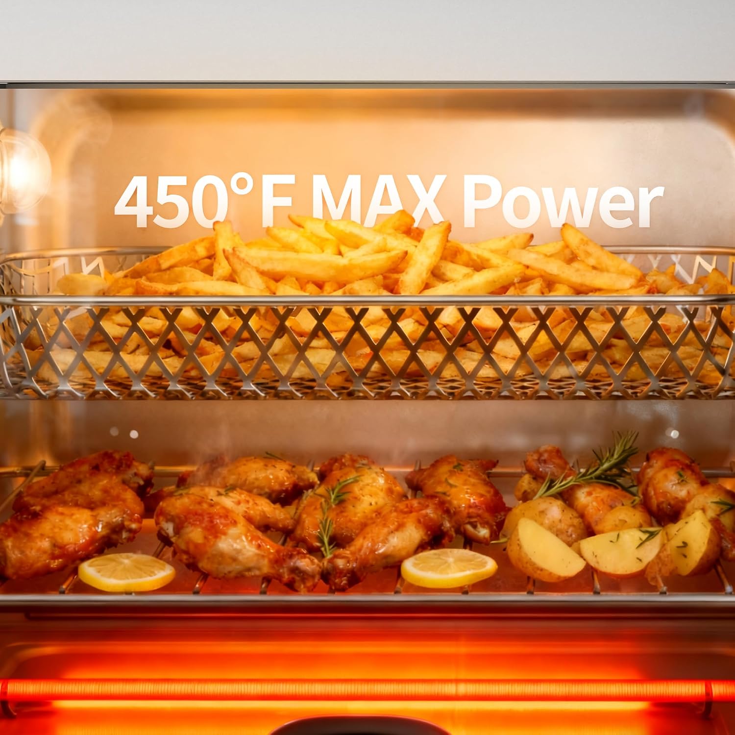Electactic 18QT Air Fryer Toaster Oven Combo, 12-in-1 Large Convection Airfryer Oven with 70–450℉ Temperature Control & 60-Minute Timer, Bake, Roast & Broil, Fits 8-10″ Pizza, Stainless Steel (Silver)