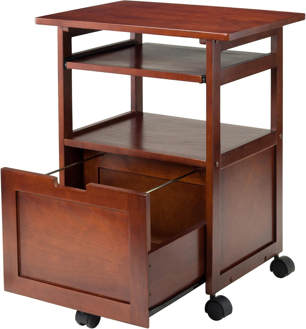 Winsome Piper 3-Shelf Wood Mobile Printer Stand, Brown (94427)