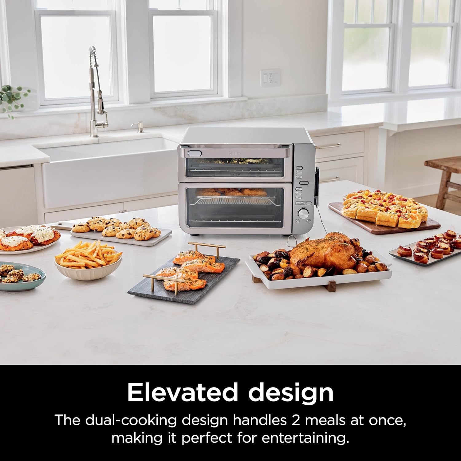 Ninja Countertop Oven Double Stack XL & Air Fryer with Pro Cook System, 12-in-1, Flexdoor, FlavorSeal, SMART FINISH with DualZone Technology, Air Fryer, Bake, Broil, Reheat, Stainless Steel, DCT651 (Renewed)