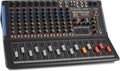 Pyle 12-Channel Console Style Audio Mixer with Bluetooth - DJ Sound Controller, 8 XLR / Combo Inputs, Sub Out, +48V Phantom, USB-A In, 16 DSP Effects, MP3 Player, 7-Band EQ - PMXU128BT