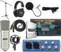 PreSonus AudioBox 96 USB 2×2 Interface Recording Bundle with LyxPro Cardioid Condenser Mic, HAS‑10 Headphones, Pop Filter, Shockmount, Stand, XLR Cable & Studio One Artist Software Kit