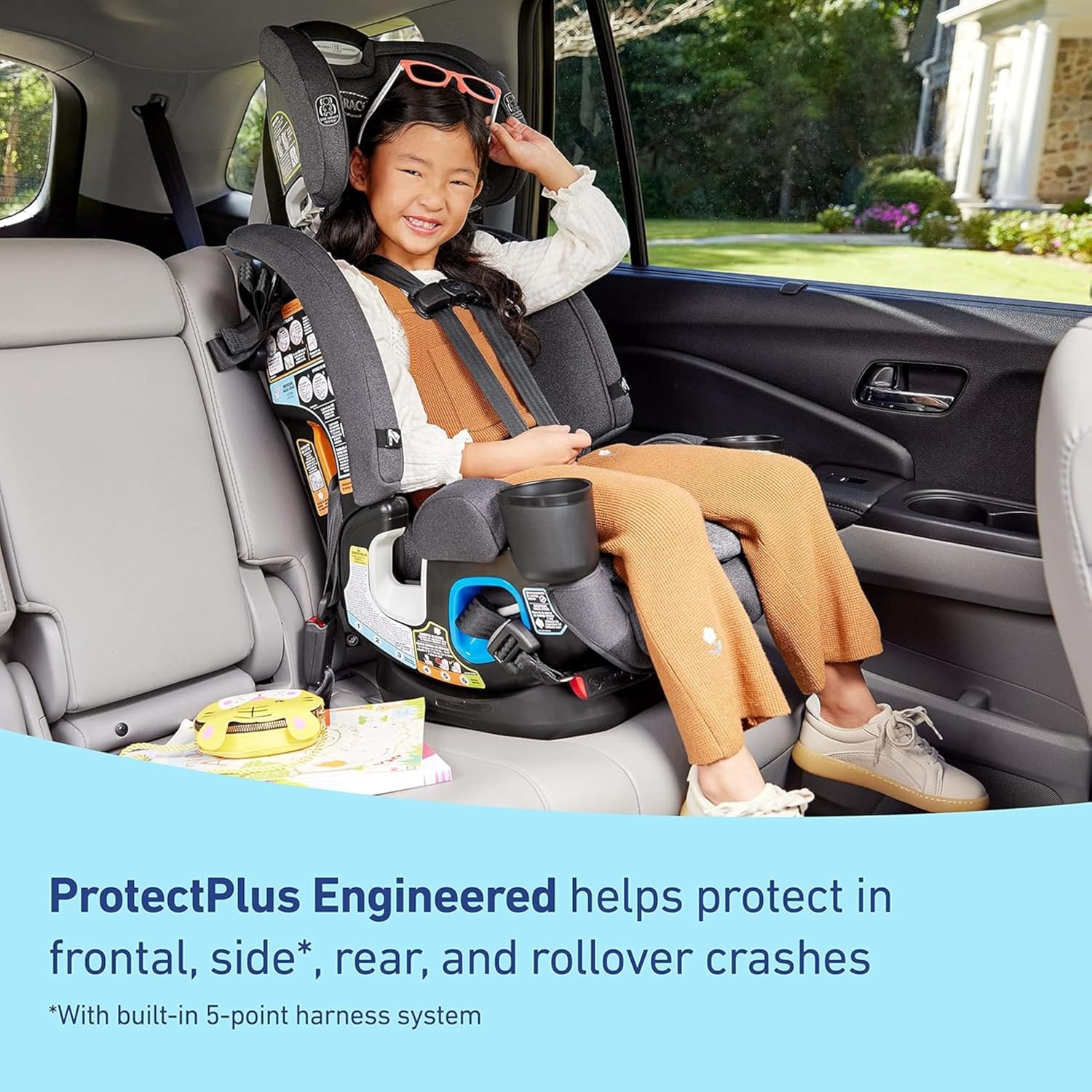 Graco® 4Ever DLX Grad 5-in-1 Car Seat Harrison Infant Toddler Booster Convertible Car Seat Features Slim Fit