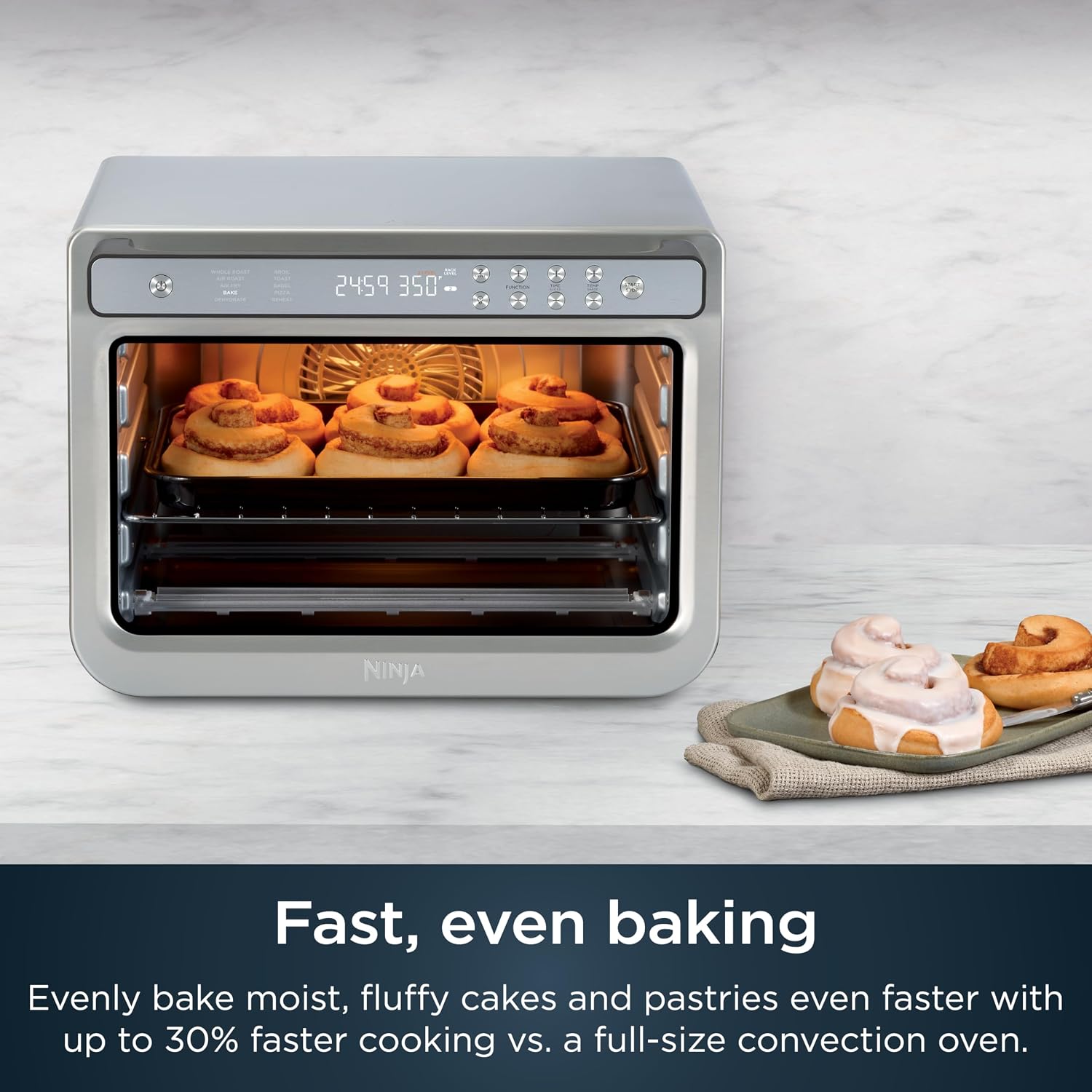 Ninja Air Fryer & Toaster Oven | Prestige Smart XL Countertop Oven | Bakes up to 20 Cookies, Fits up to a 12lb Turkey | Pizza, Toast, Bake, Air Fry & Reheat | 1800 Watts | Stainless Steel | DT501 (Renewed)