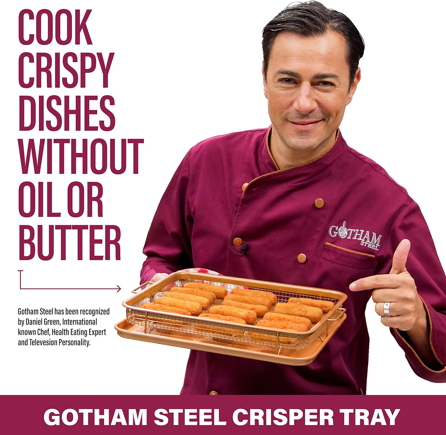 Gotham Steel Baking Sheet with Air Fry Rack,16.5' x 12.5',2 Pc Multipurpose Air Fryer Tray and Cookie Sheet Pan for Oven,Use as Cooling Wire Rack,for Cooking,Pizza,Bacon,Dishwasher Safe,(Pack of 6)